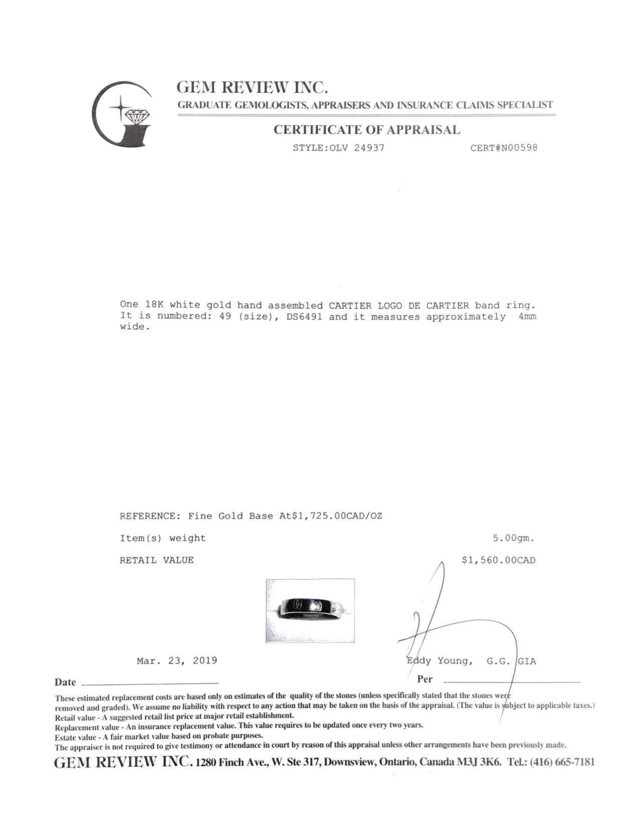 Cartier Logo De Cartier Band Ring