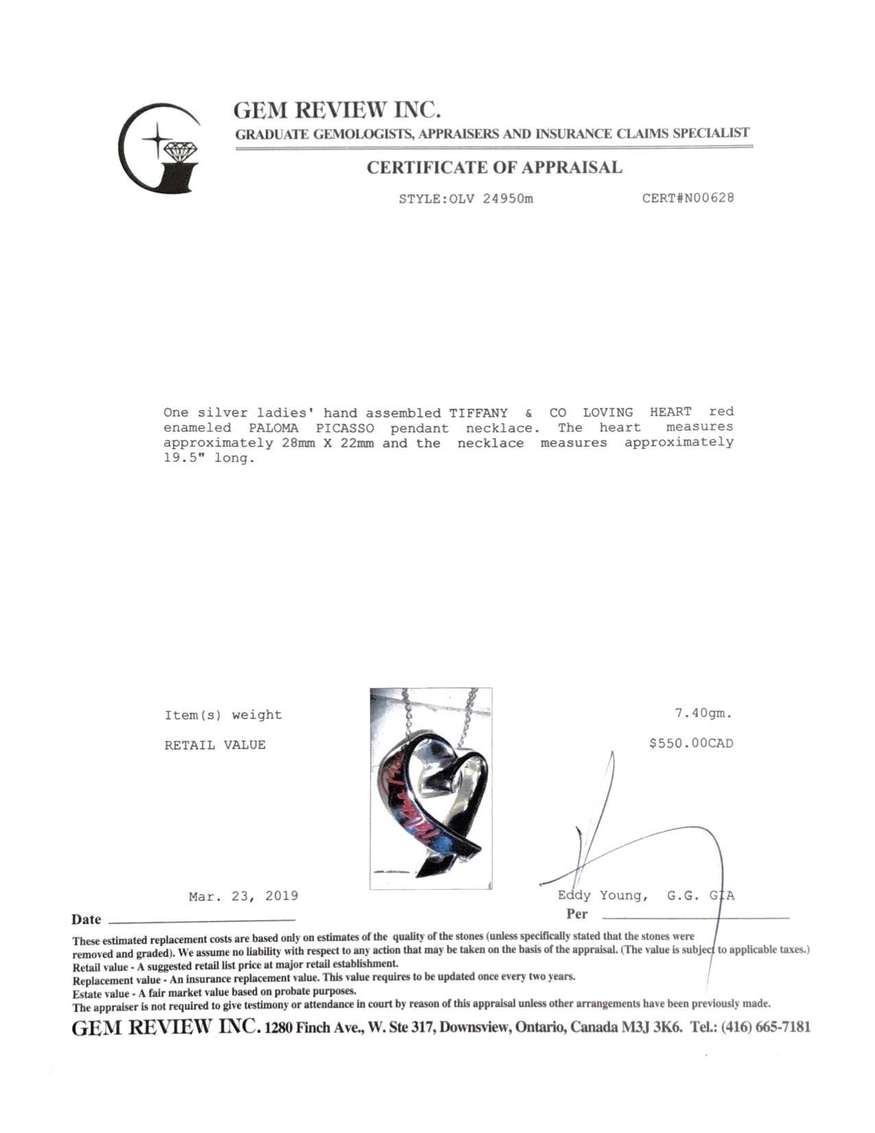 Tiffany & Co. Paloma Picasso Large Loving Heart Pendant Necklace