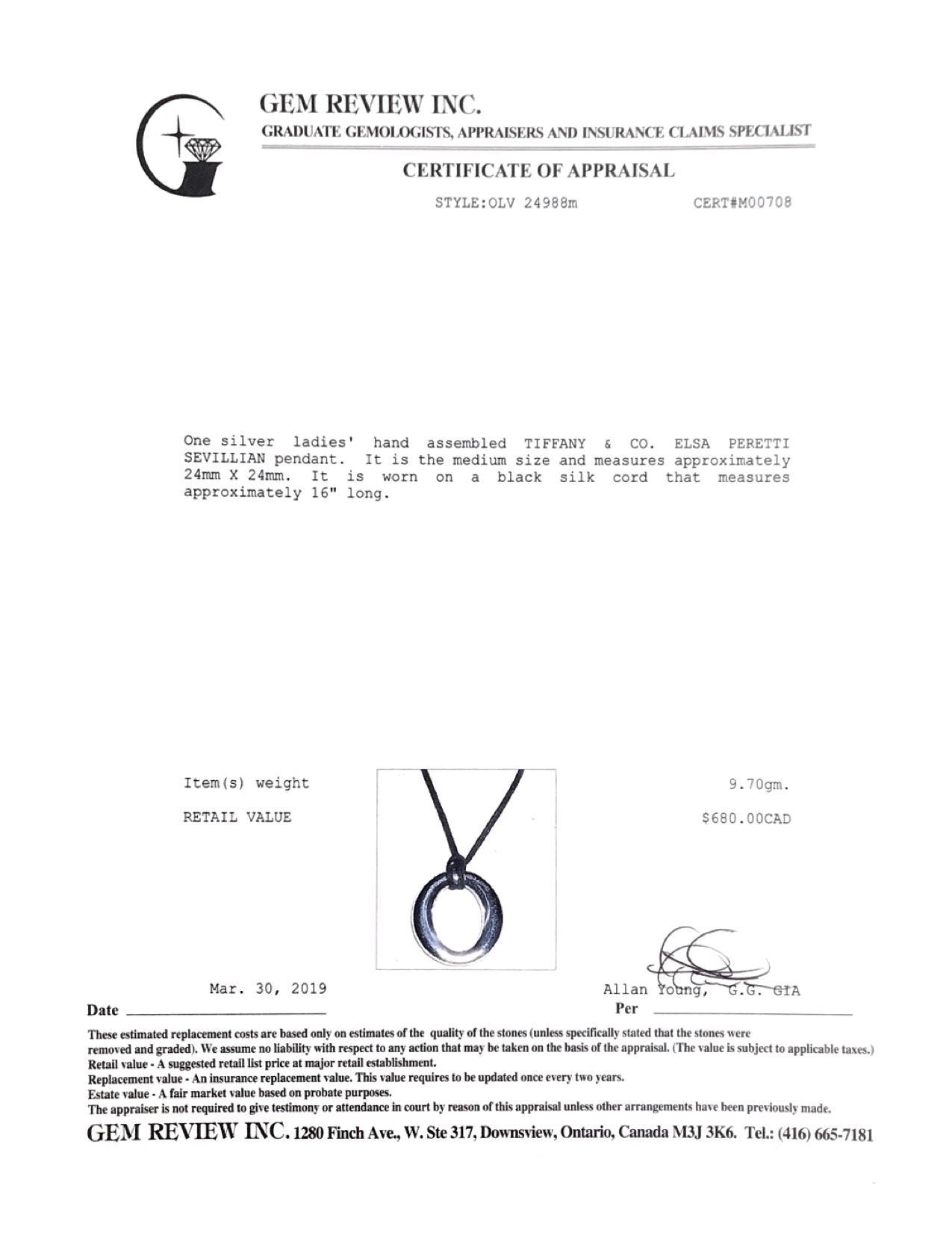 Tiffany & Co. Elsa Peretti Sevillana Pendant Necklace