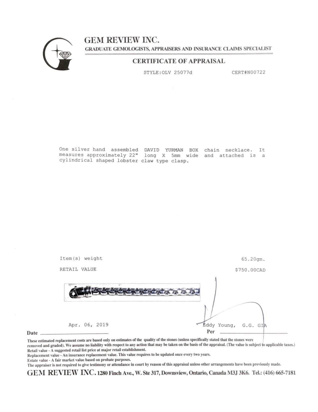 David Yurman 5 mm Box Chain Necklace