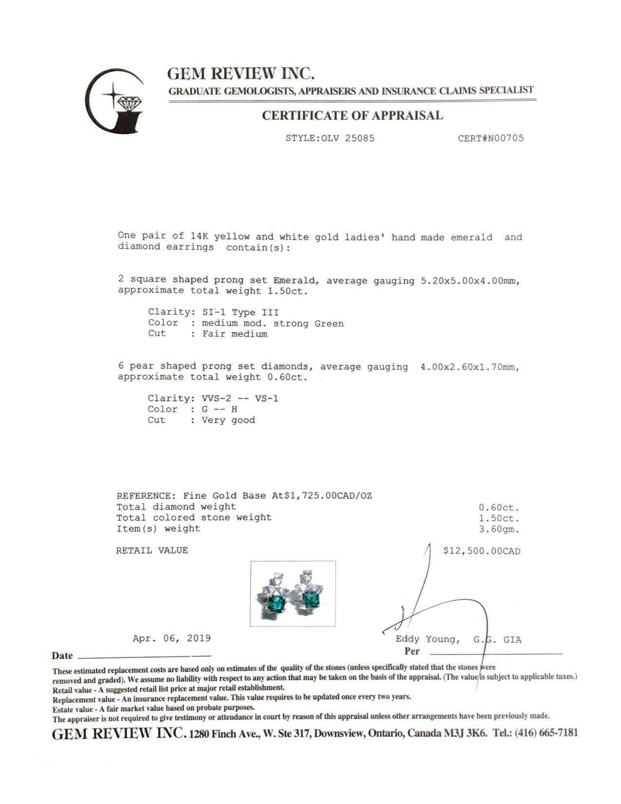 Emerald and Diamond Earrings