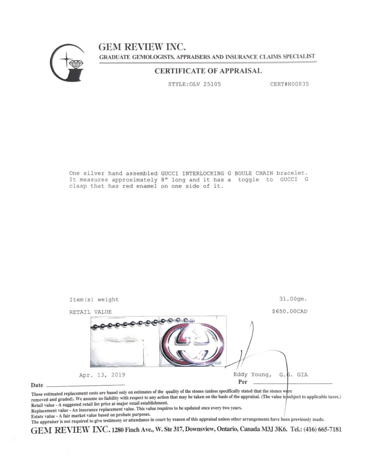 Gucci Interlocking G Boule Chain Toggle Bracelet