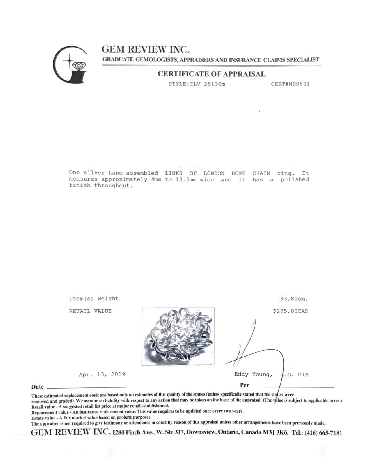 Links of London Hope Chain Ring