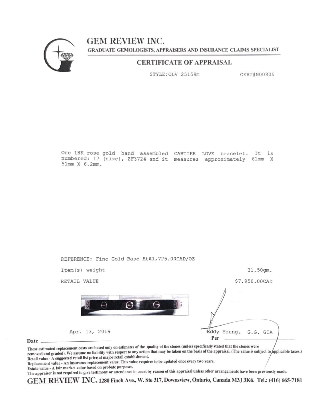 Cartier Rose Gold Love Bracelet