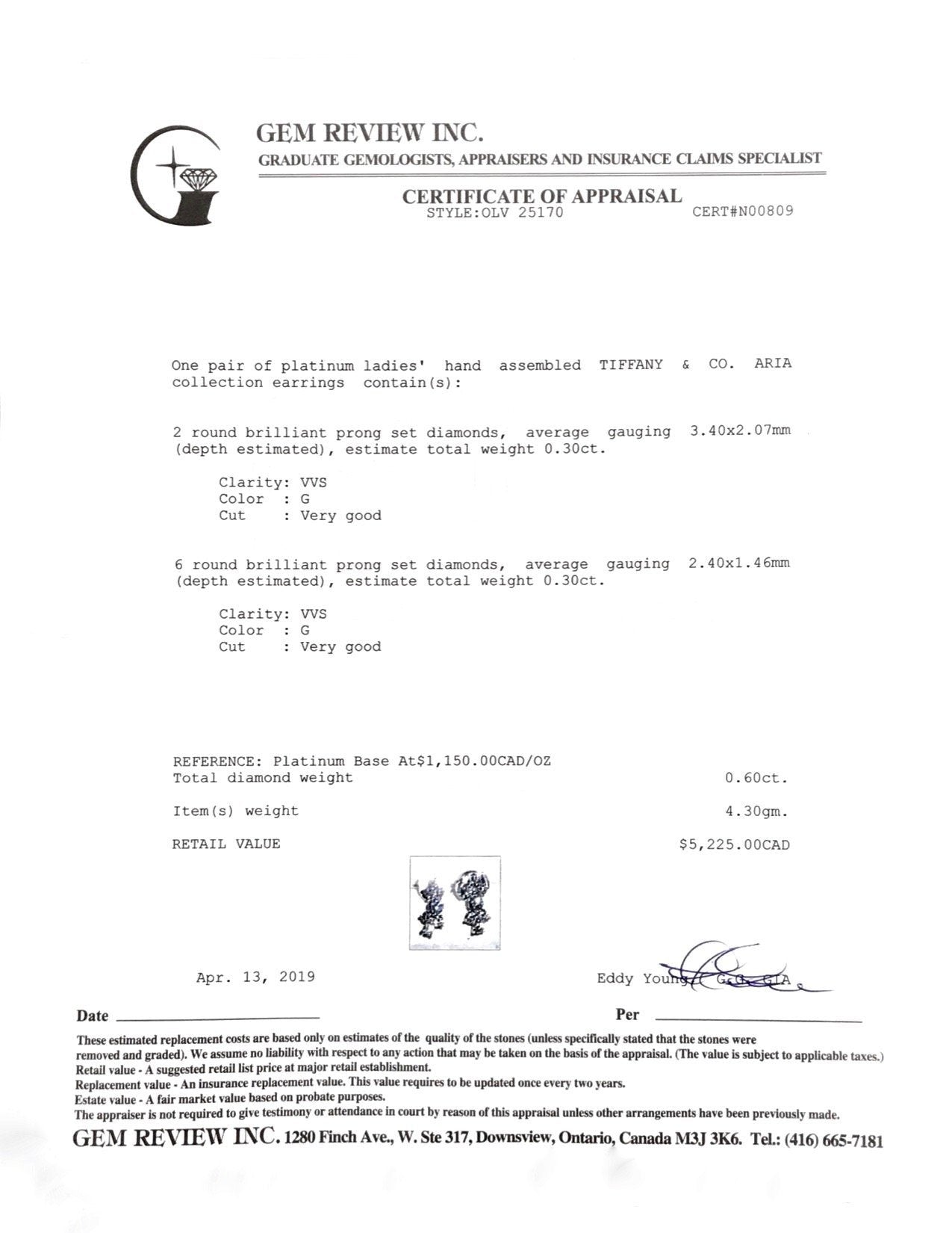 Tiffany & Co. Aria Diamond Earrings