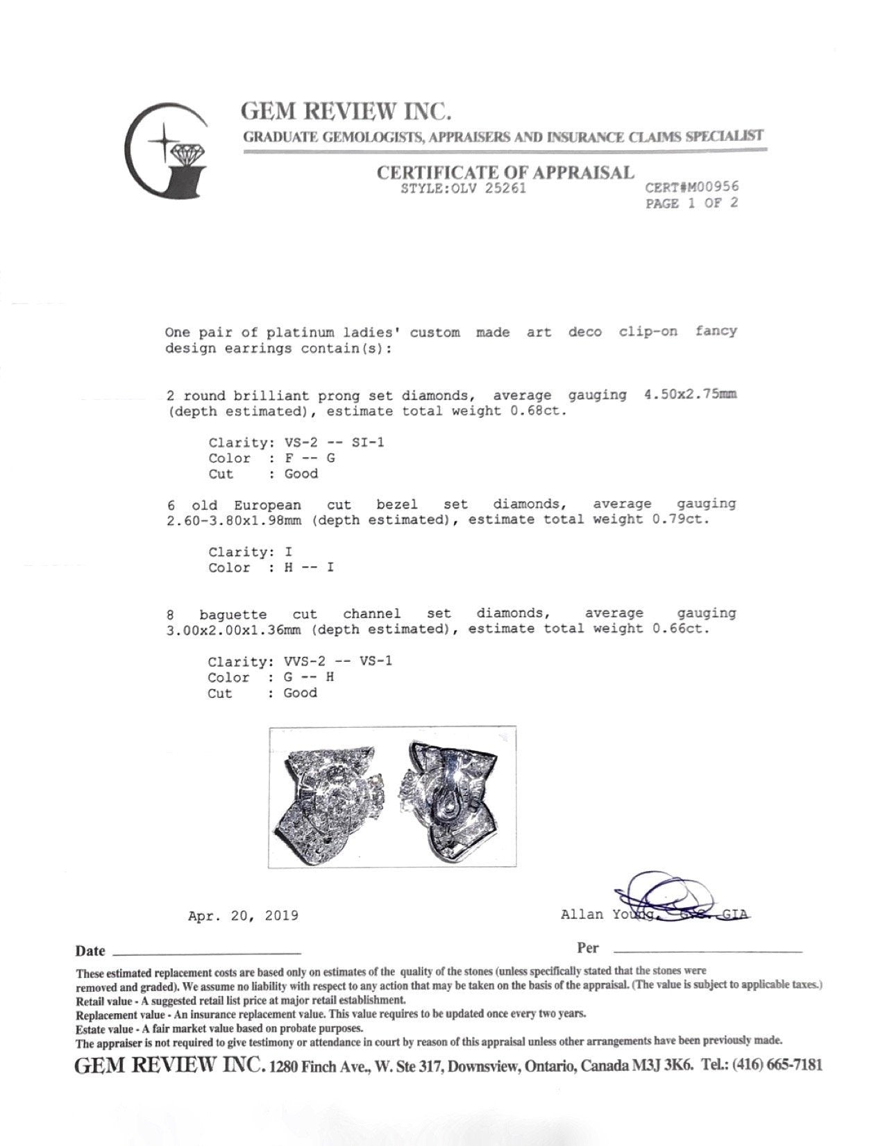 Antique Art Deco Diamond Clip-On Earrings