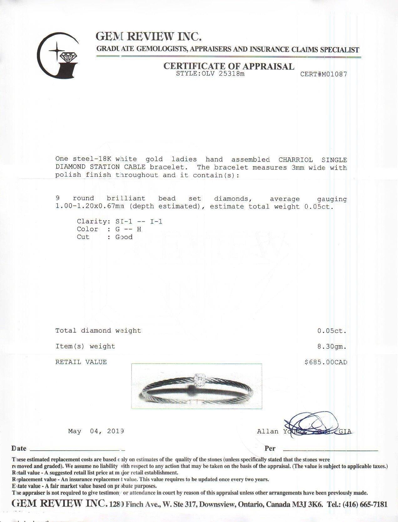 Charriol Diamond Cable Station Bracelet