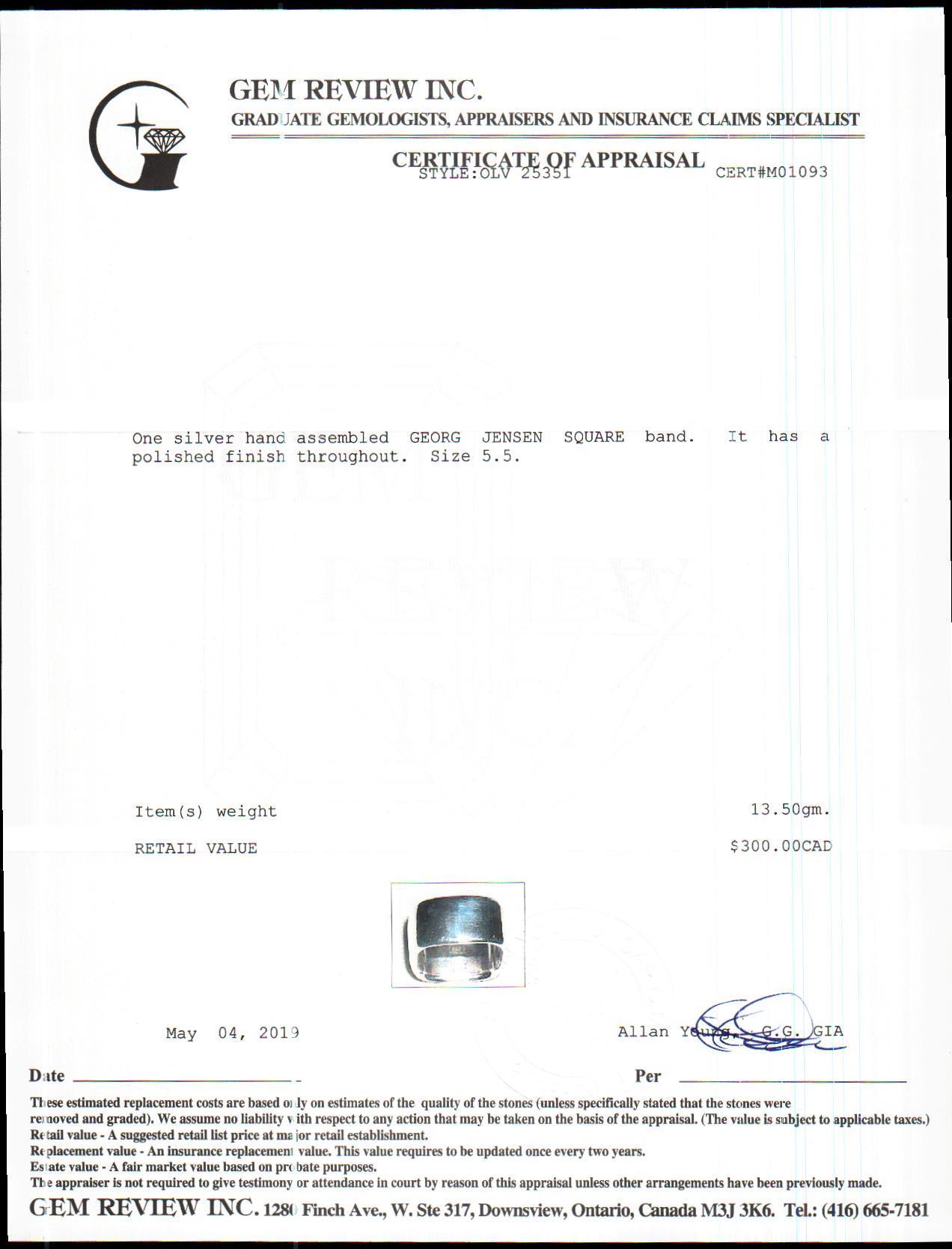 Georg Jensen Square Band Ring