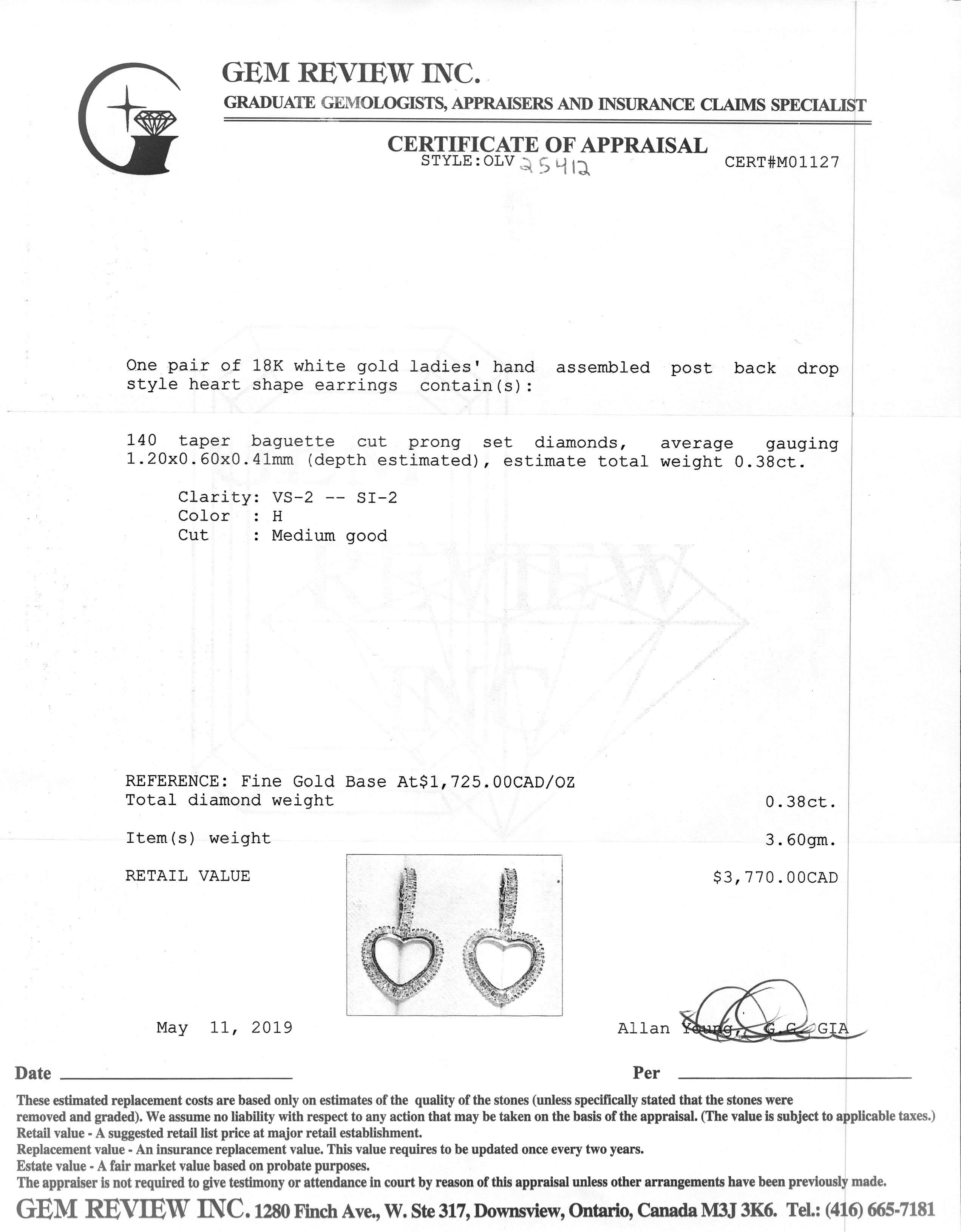 Diamond Heart Drop Earrings