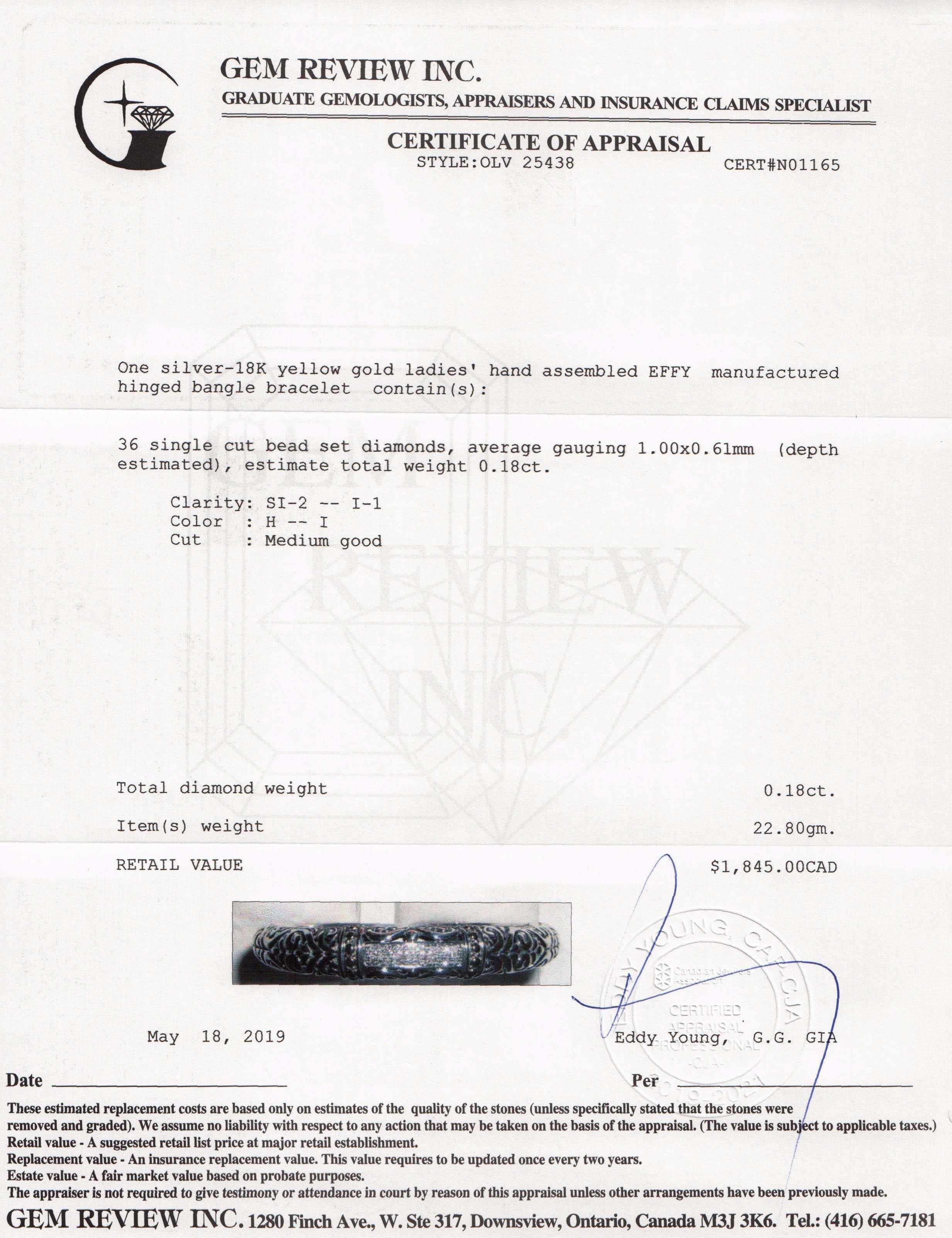 Effy Two-Tone Diamond Bangle Bracelet