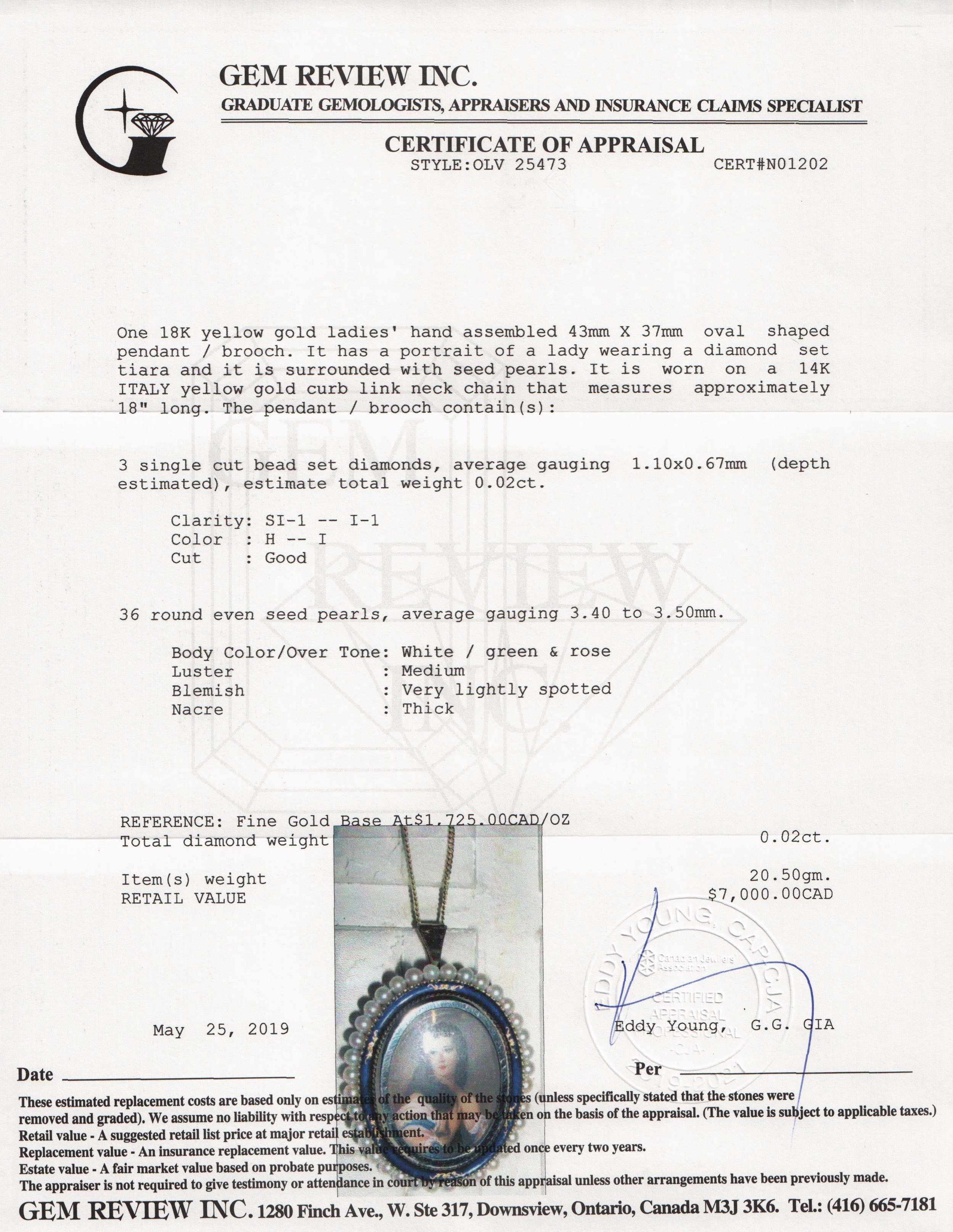 Antique Portrait Pendant Necklace