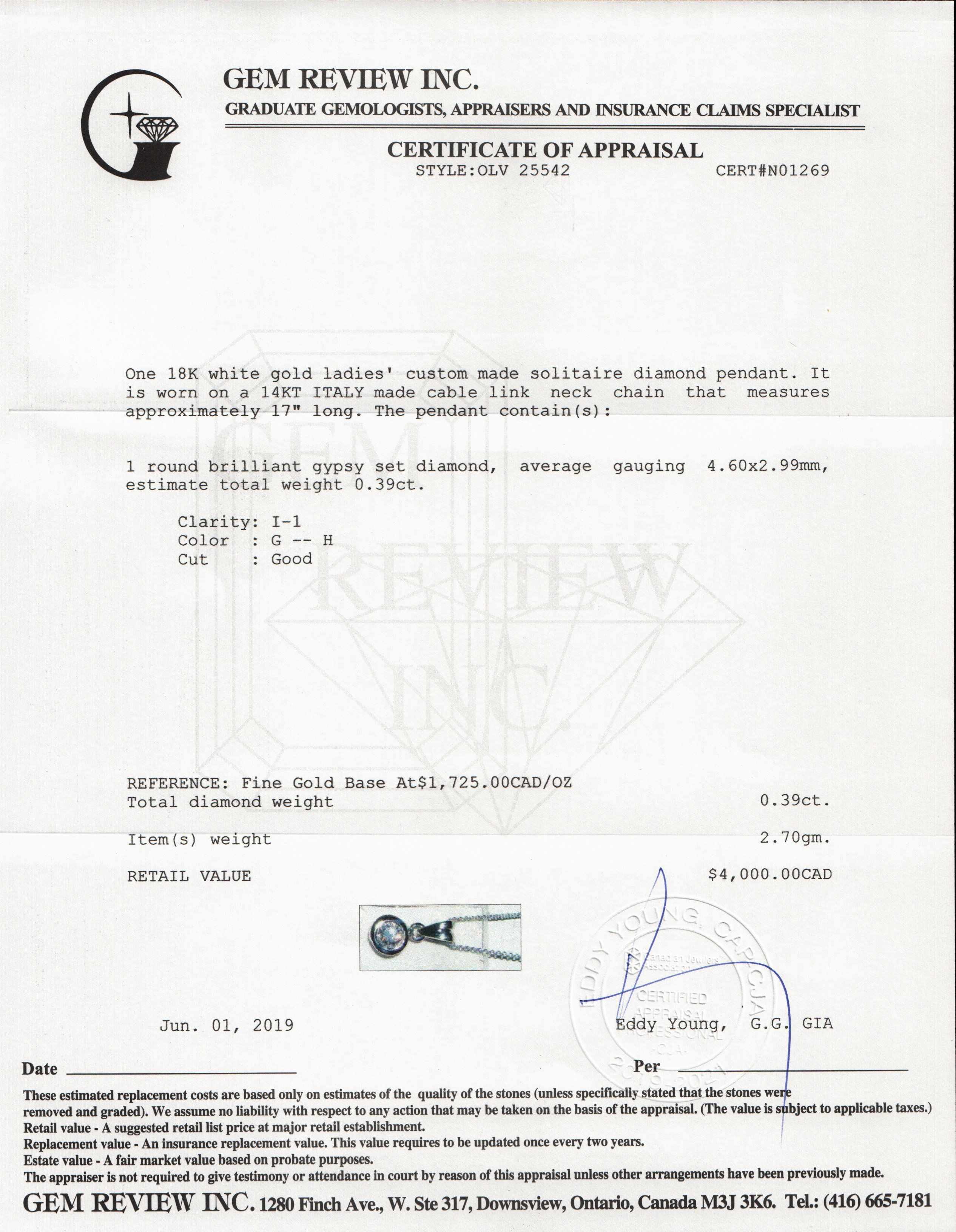 Diamond Solitaire Pendant Necklace