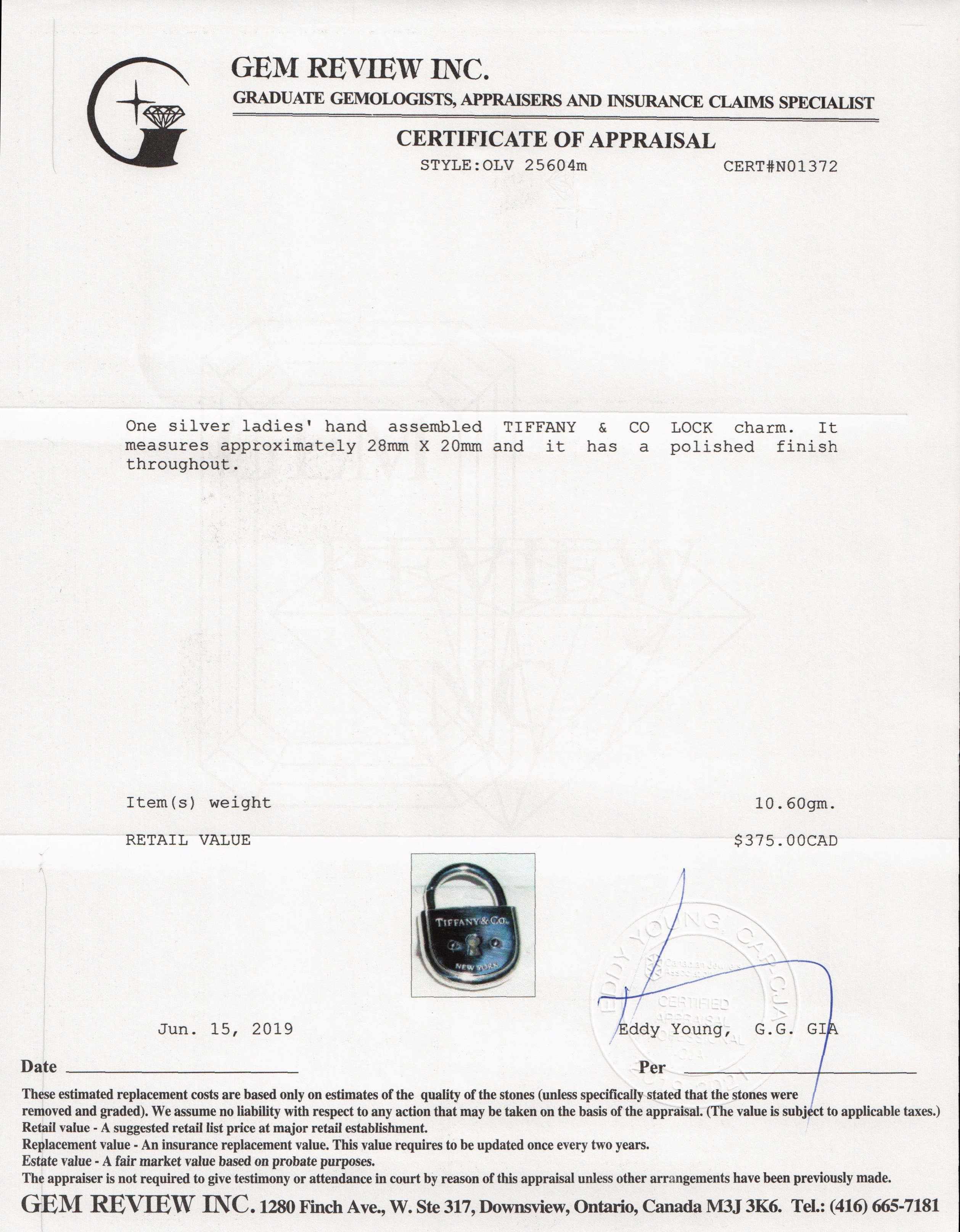 Tiffany & Co. Arc Lock Charm