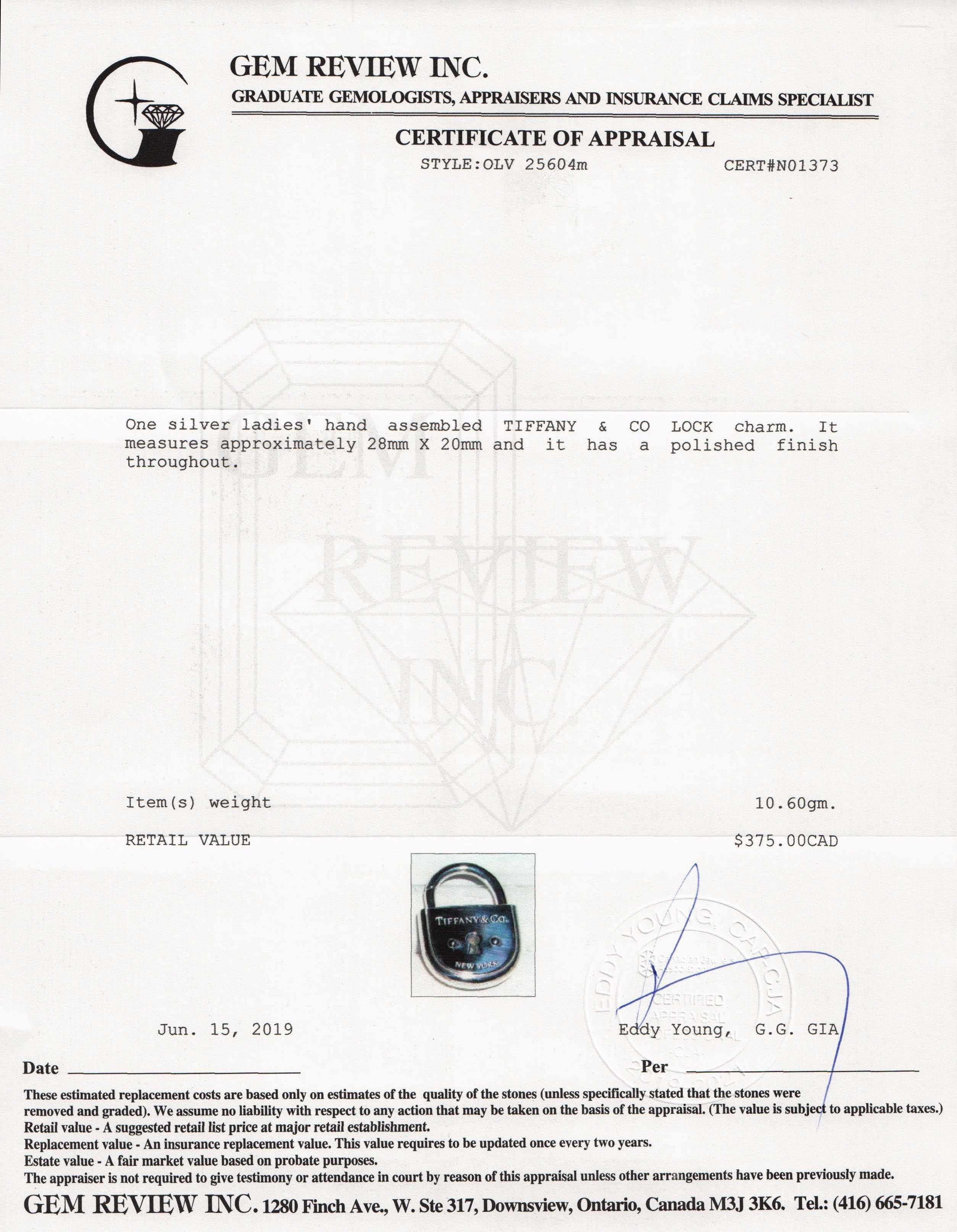 Tiffany & Co. Arc Lock Charm