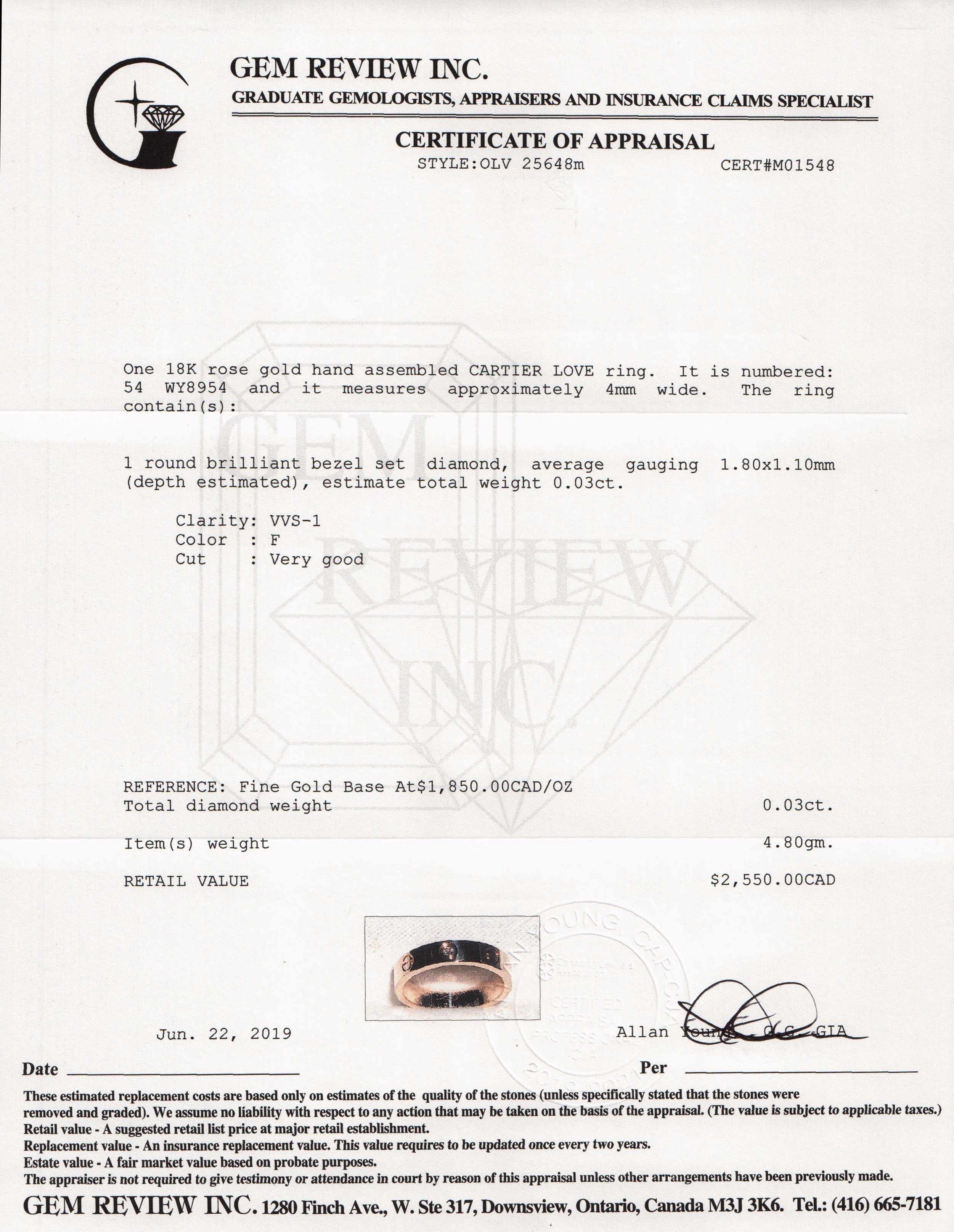 Cartier Love Wedding Band Ring with Diamond