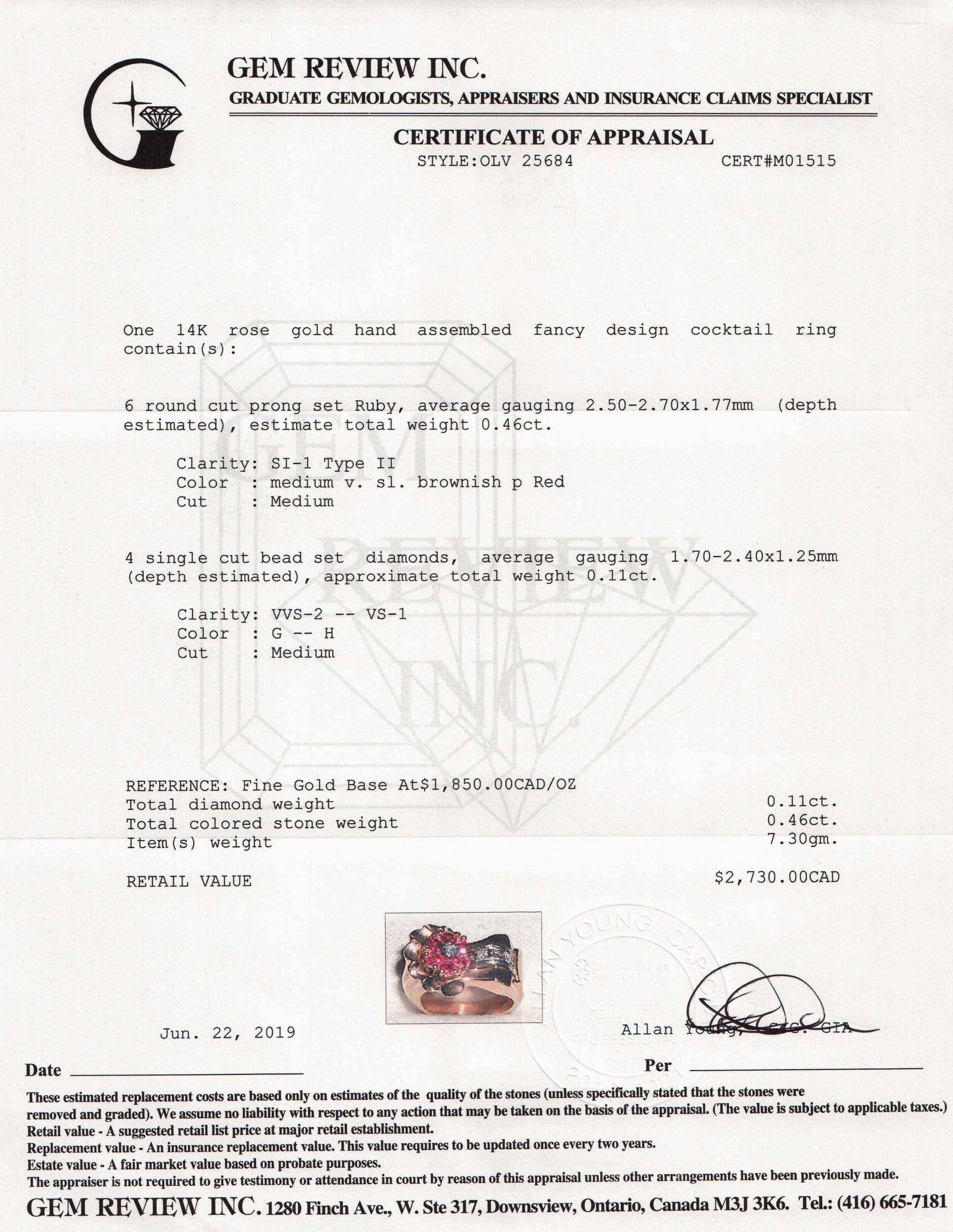 Rose Gold Ruby and Diamond Cocktail Ring