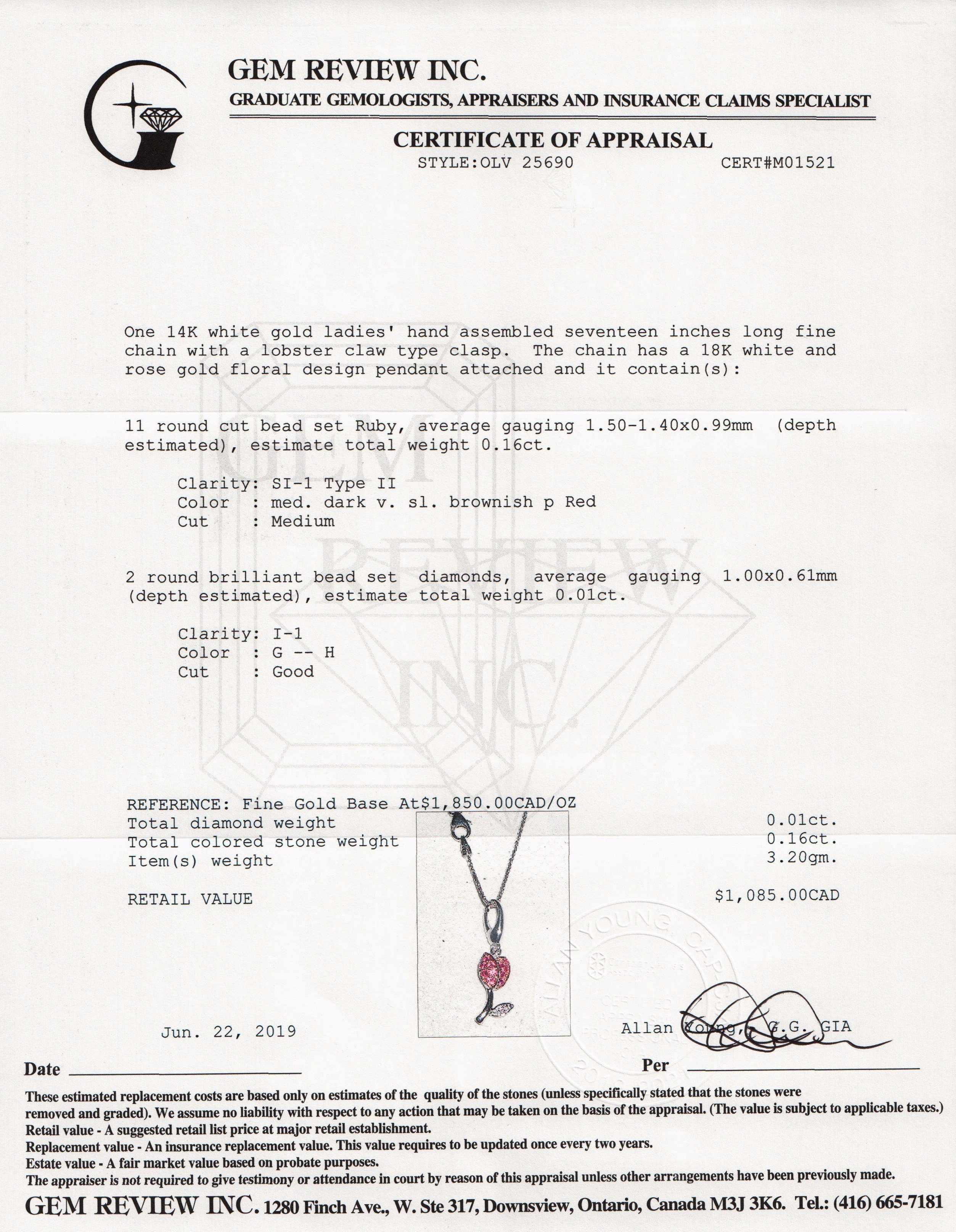 Coloured Stone & Diamond Rose Pendant Necklace