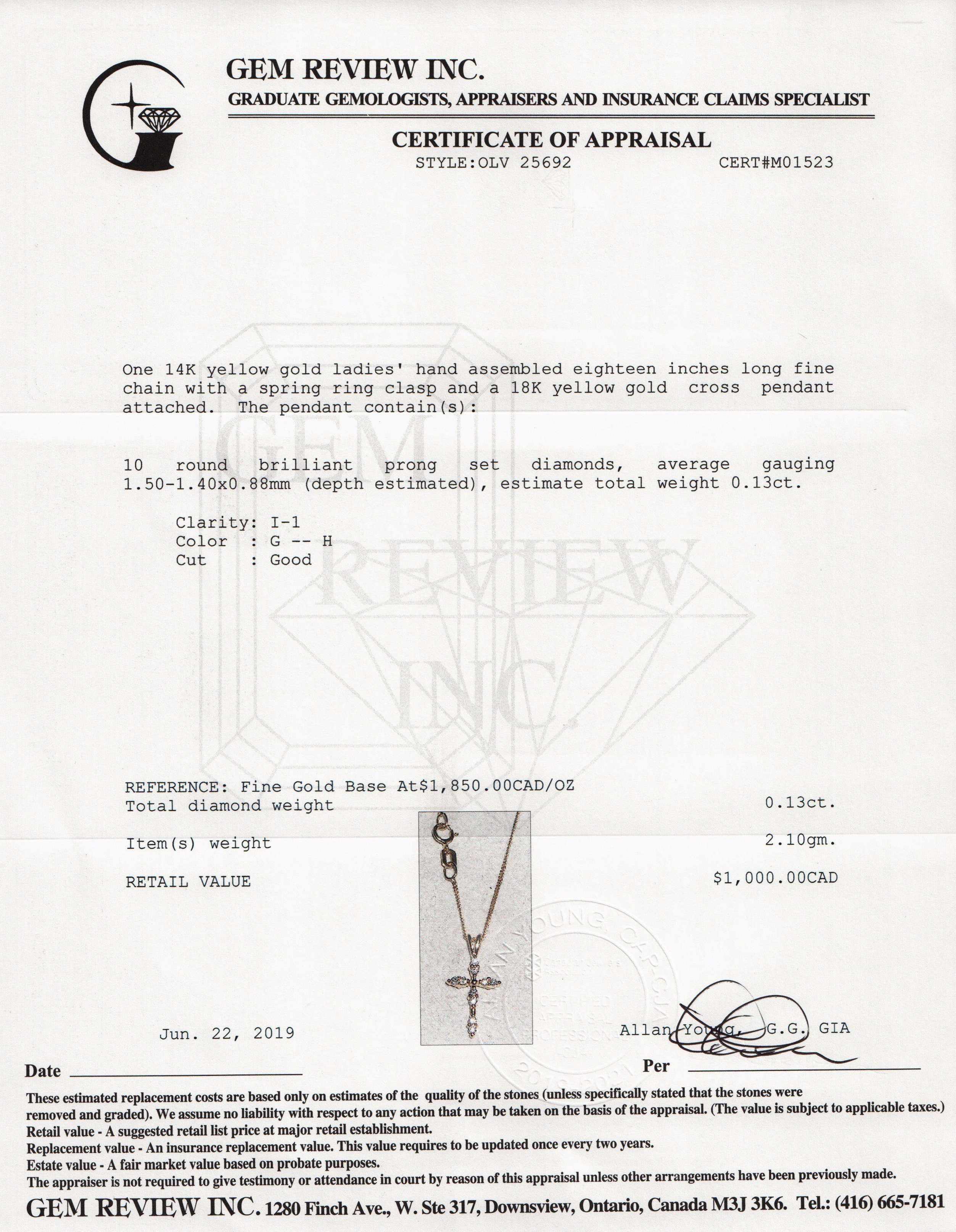 Diamond Cross Pendant Necklace