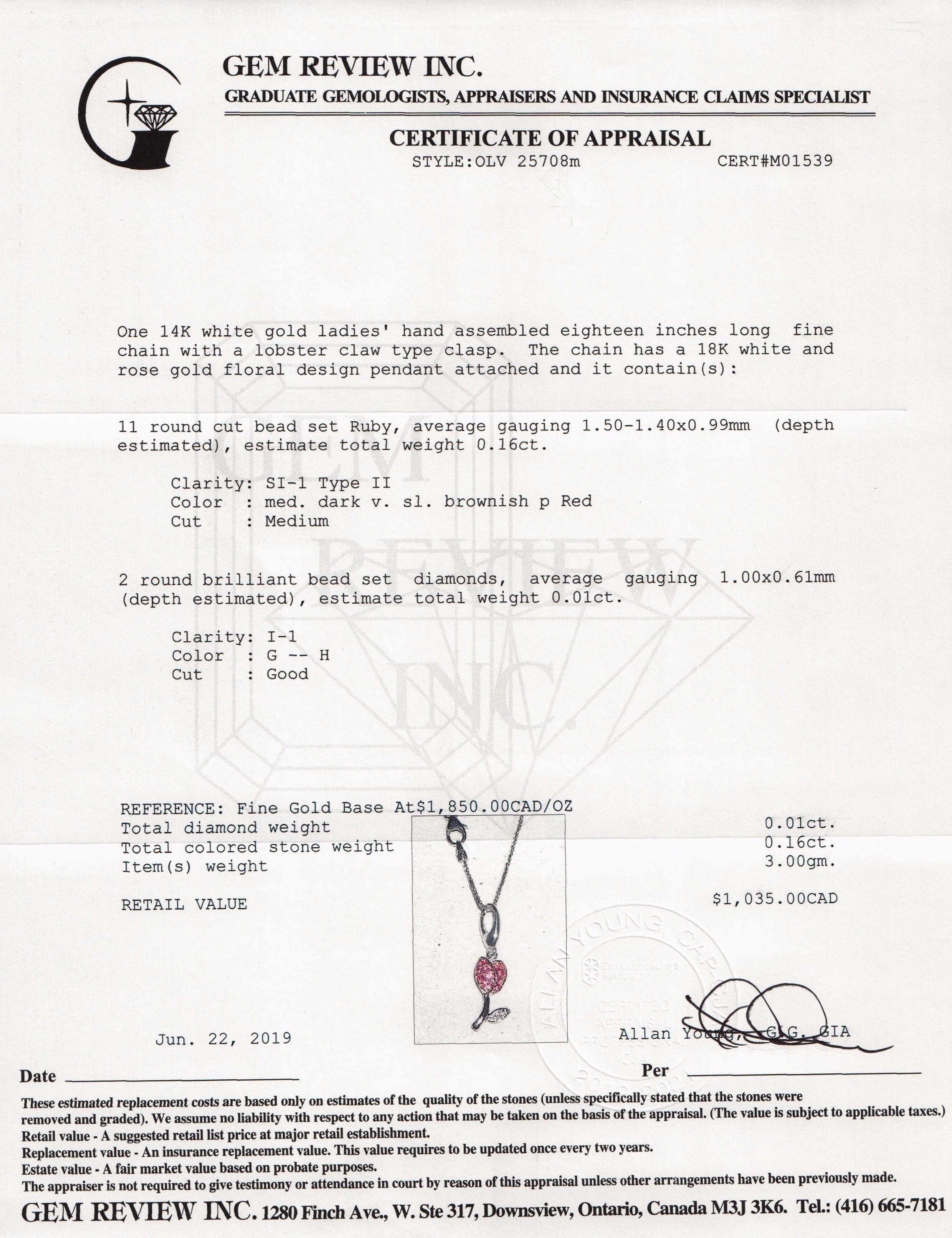 Coloured Stone & Diamond Rose Pendant Necklace