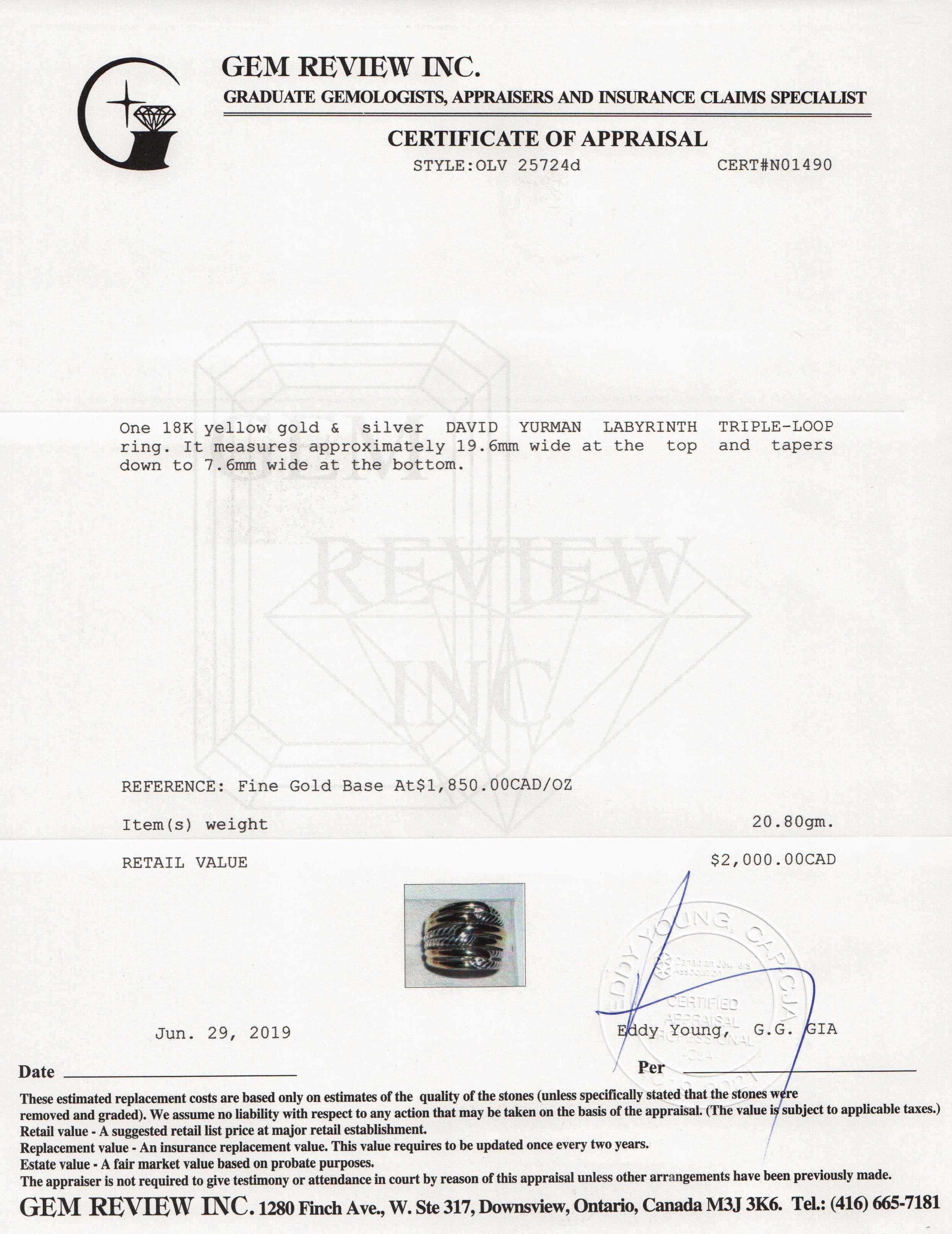 David Yurman Two-Tone Labyrinth Triple-Loop Ring