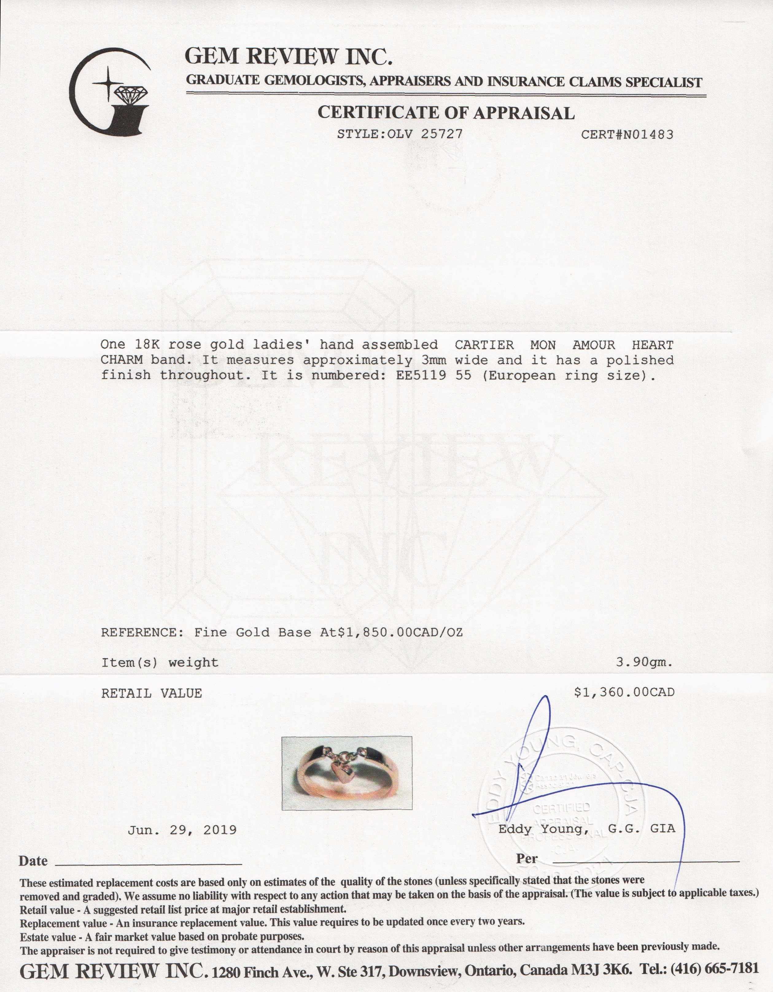 Cartier Mon'Amour Heart Charm Band Ring