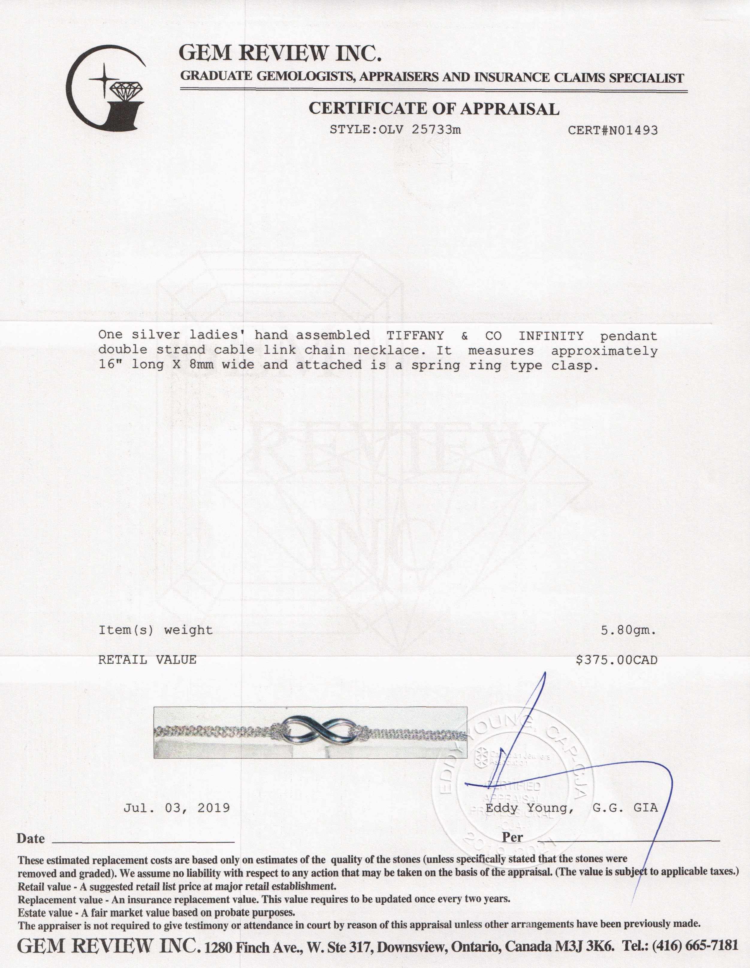 Tiffany & Co. Infinity Pendant Necklace