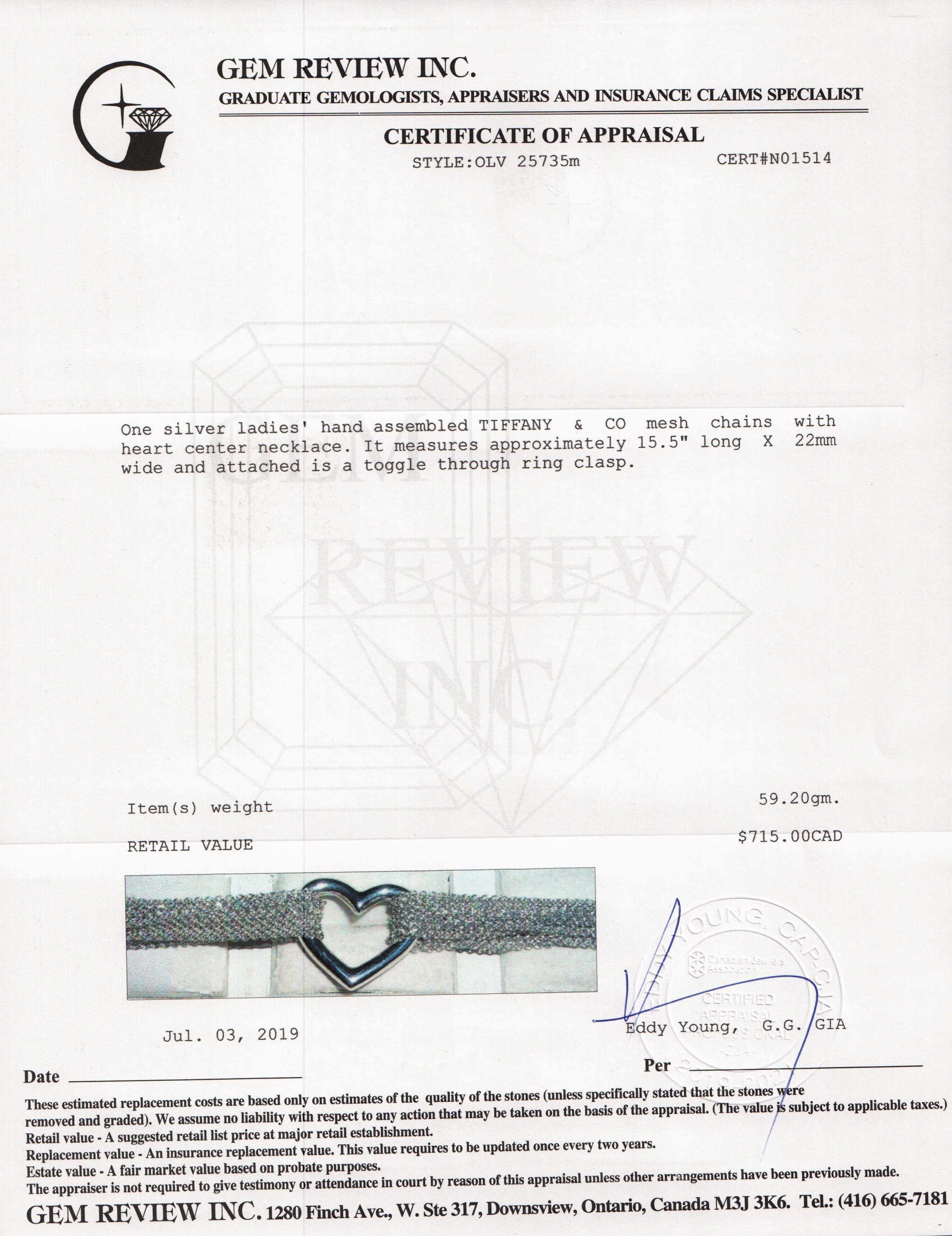 Tiffany & Co. Mesh Heart Necklace