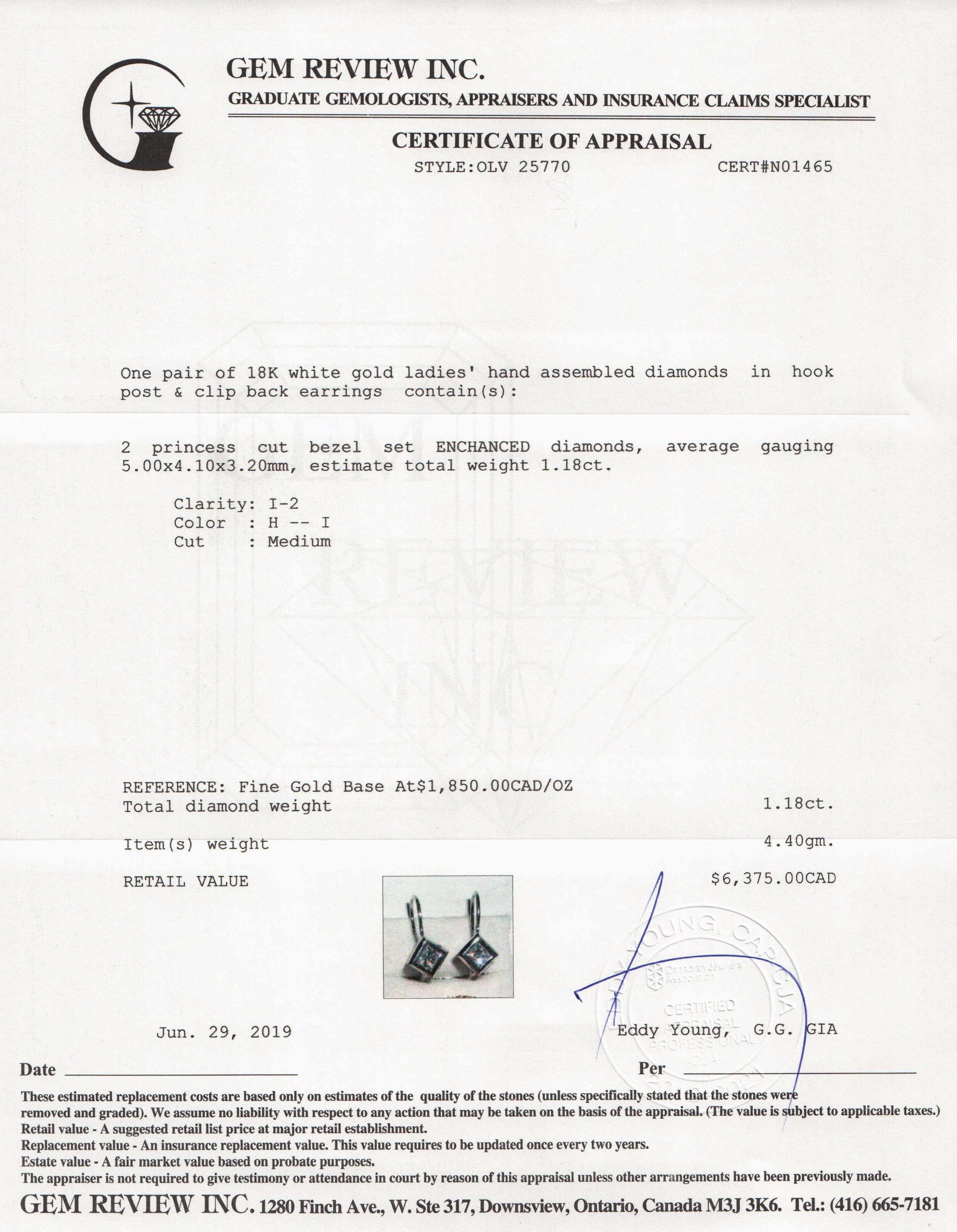 Princess Cut Diamond Solitaire Earrings