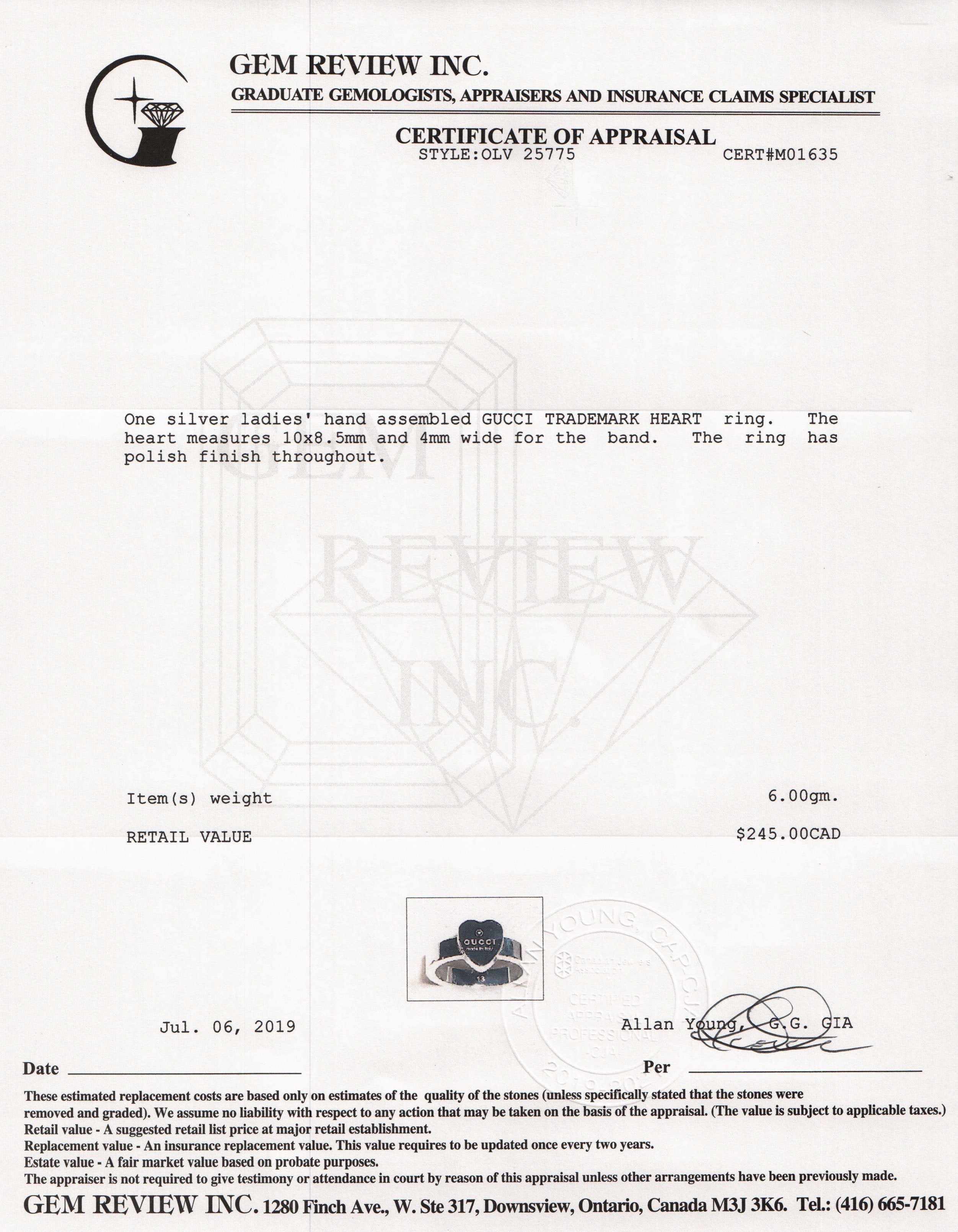 Gucci Trademark Heart Ring