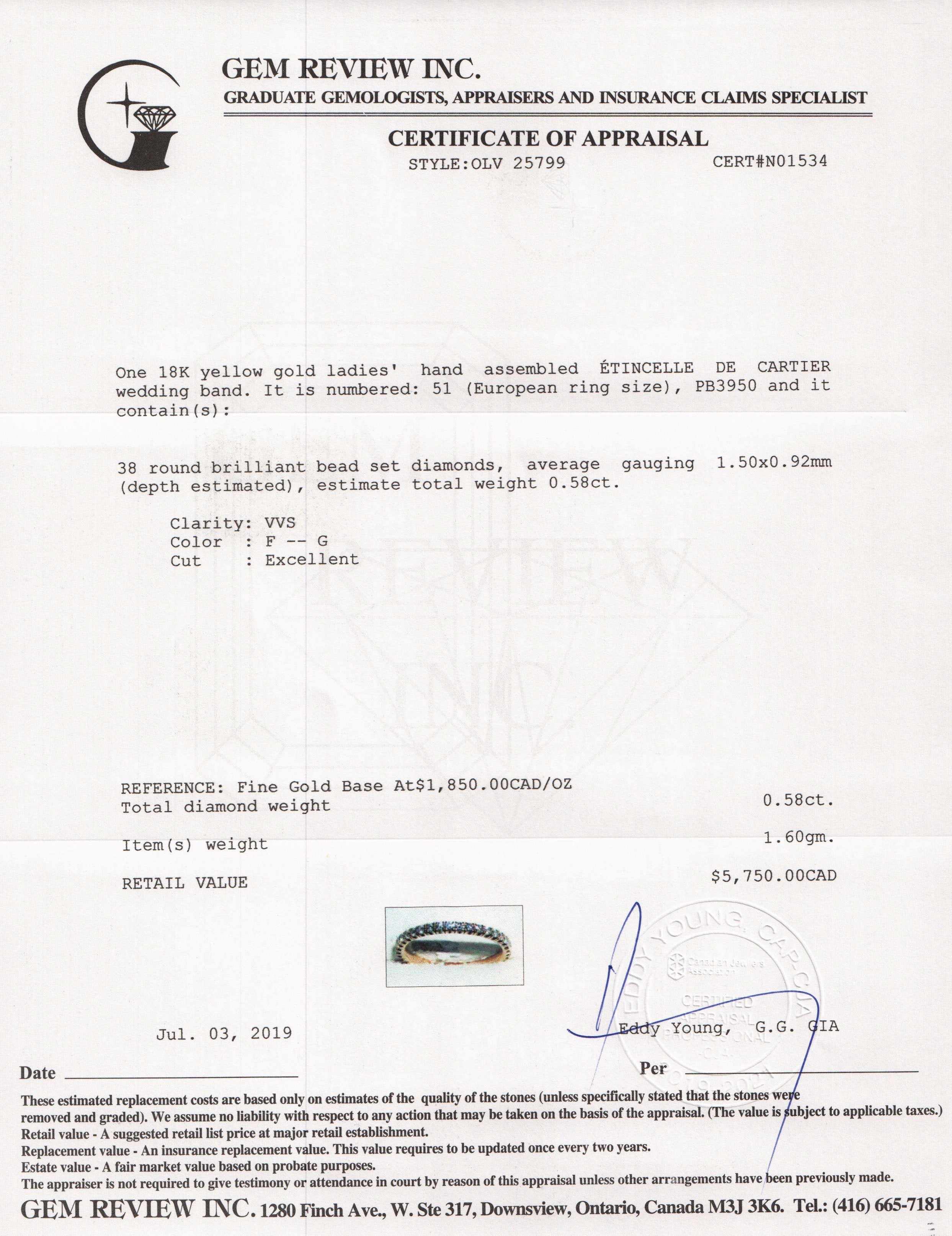 Cartier Etincelle de Cartier Diamond Wedding Band Ring