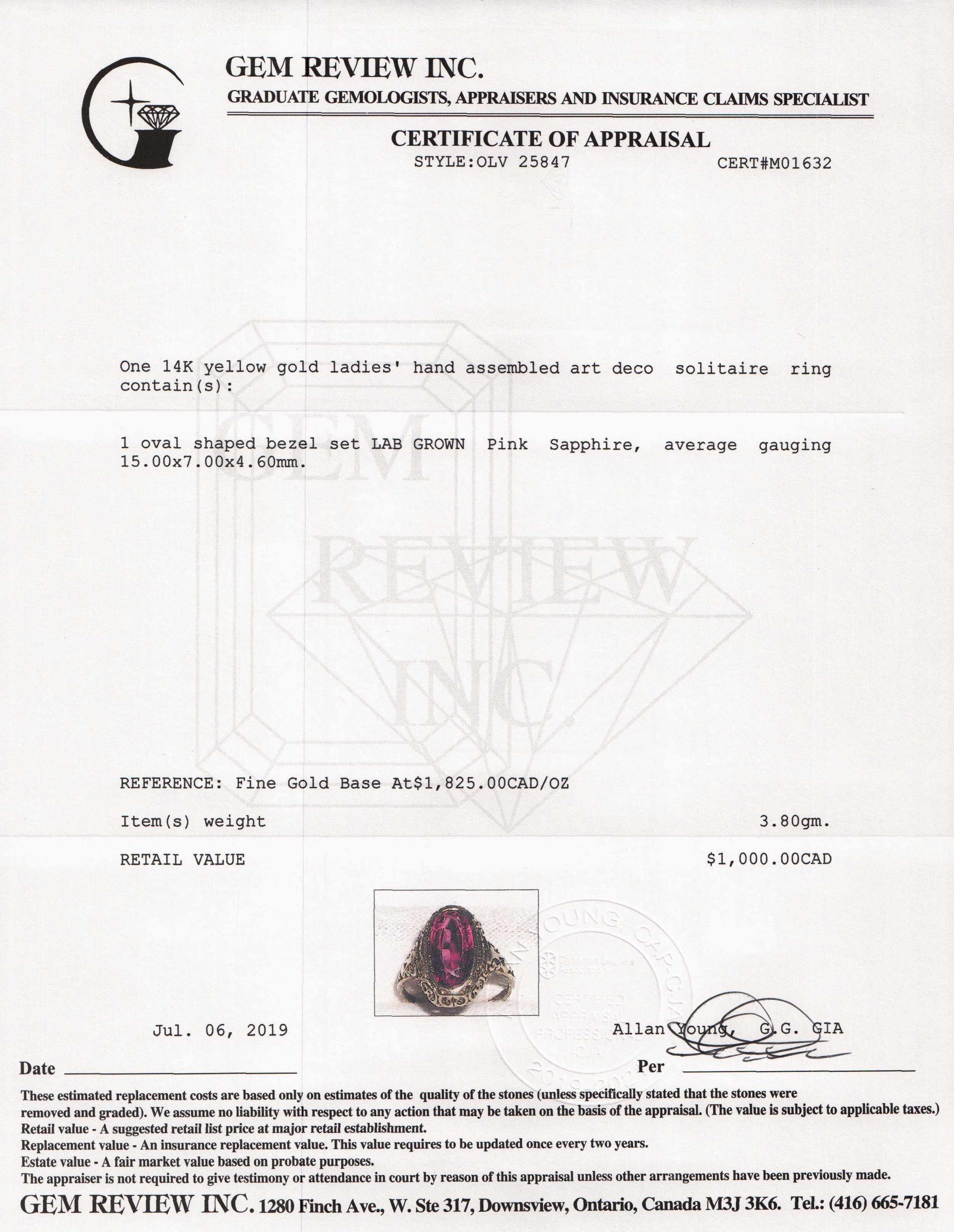 Antique Art Deco Pink Sapphire Ring
