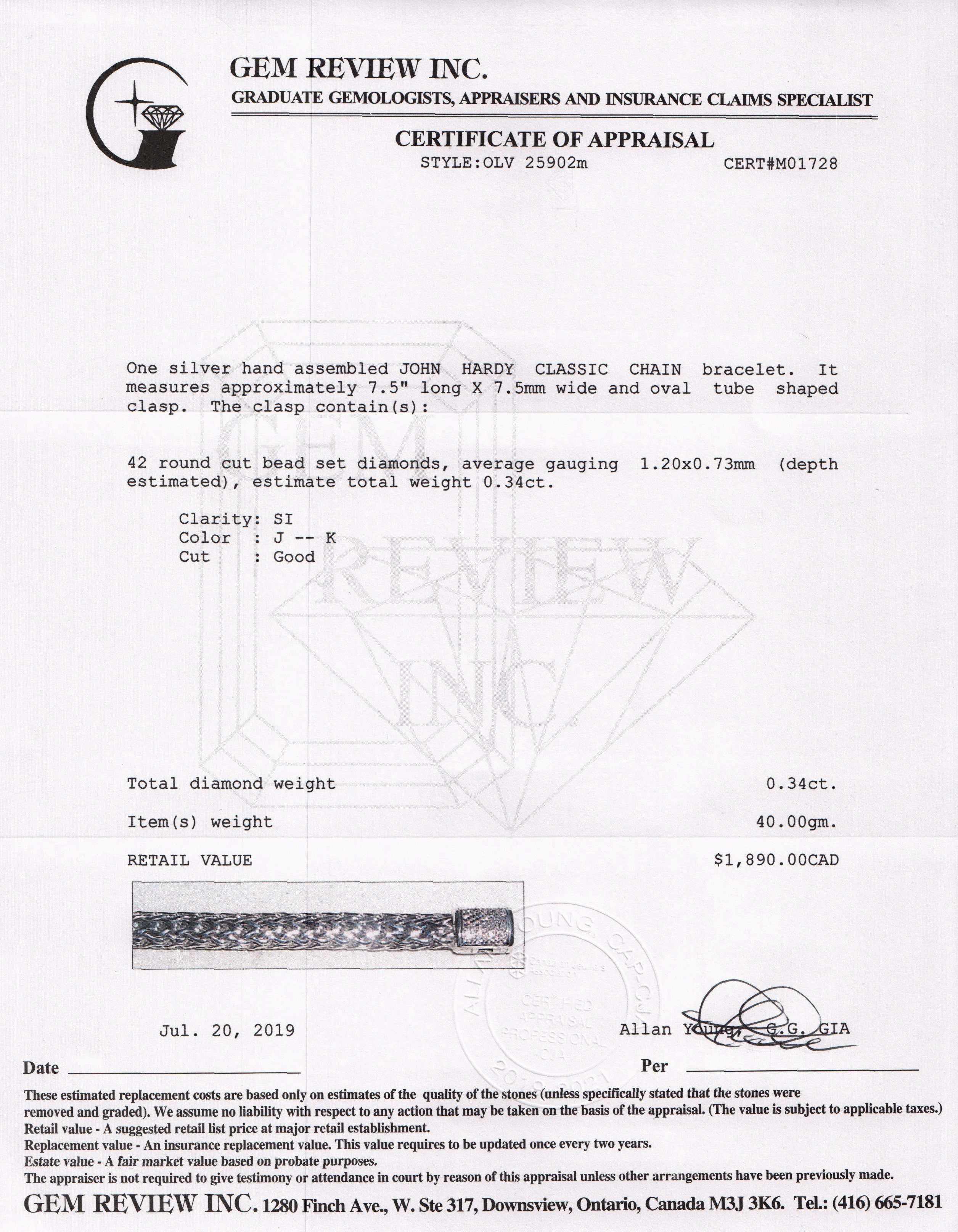 John Hardy Classic Chain Bracelet with Diamonds