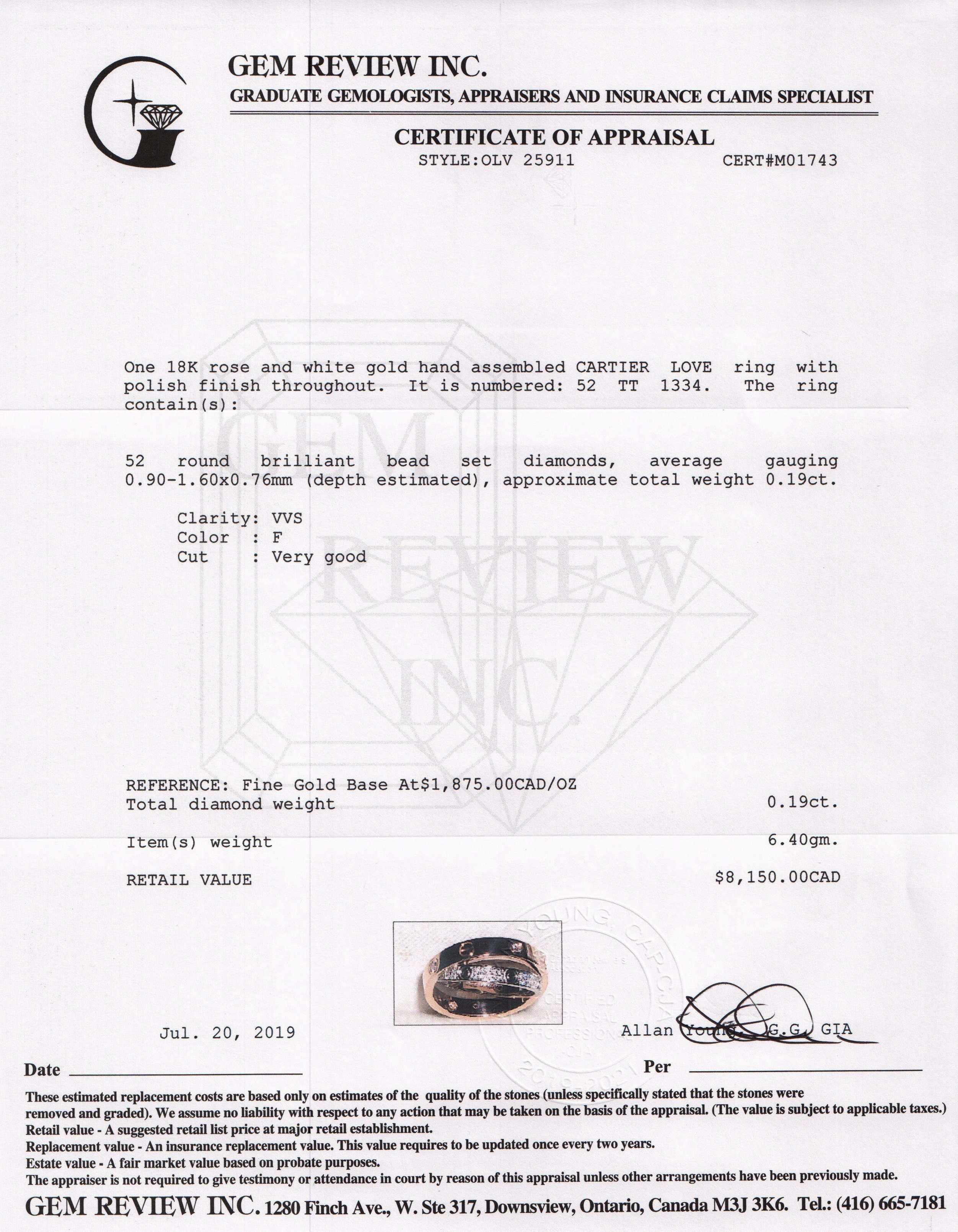 Cartier Two-Tone Interlocking Love Ring with Diamonds