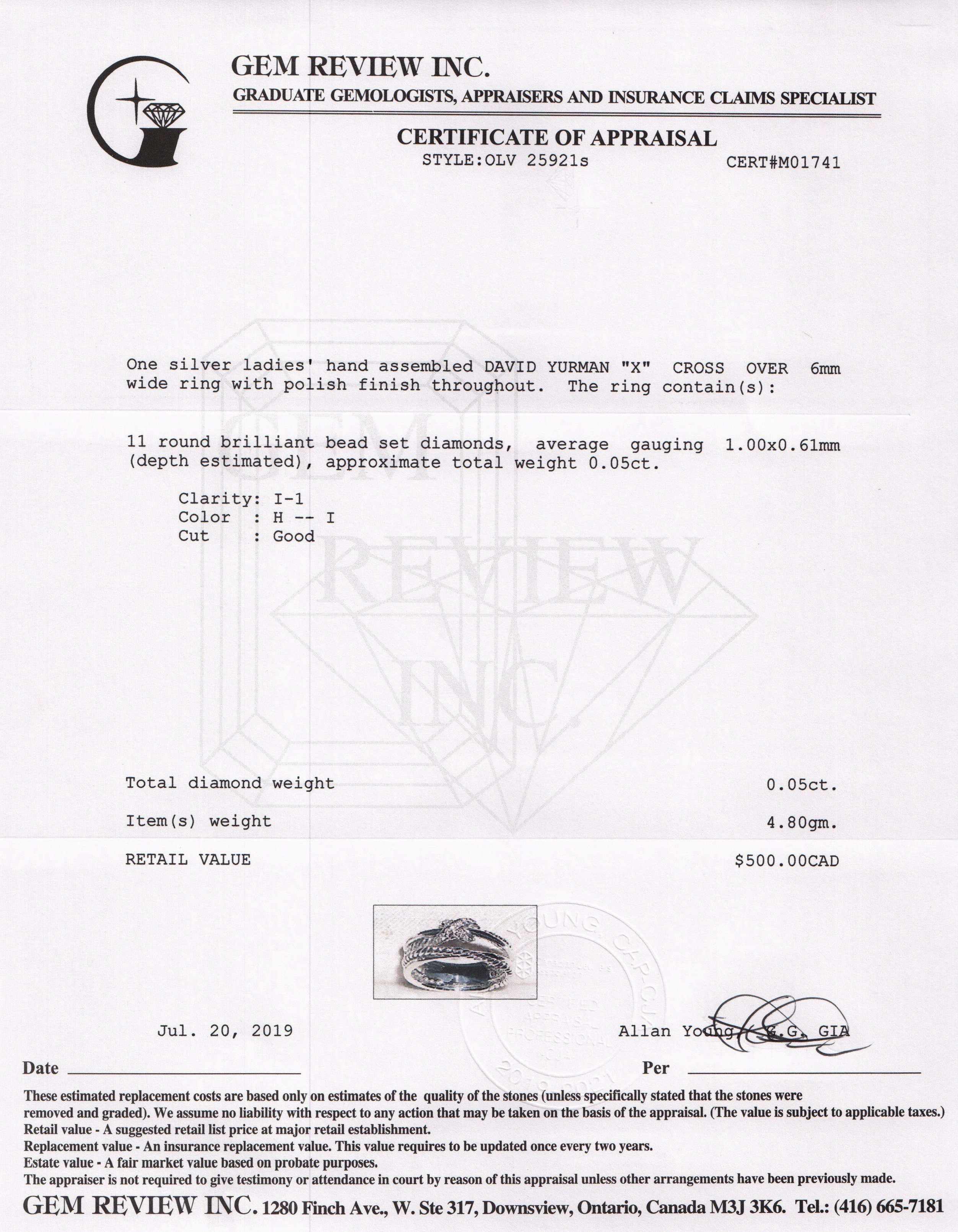 David Yurman Diamond 'X' Crossover Ring