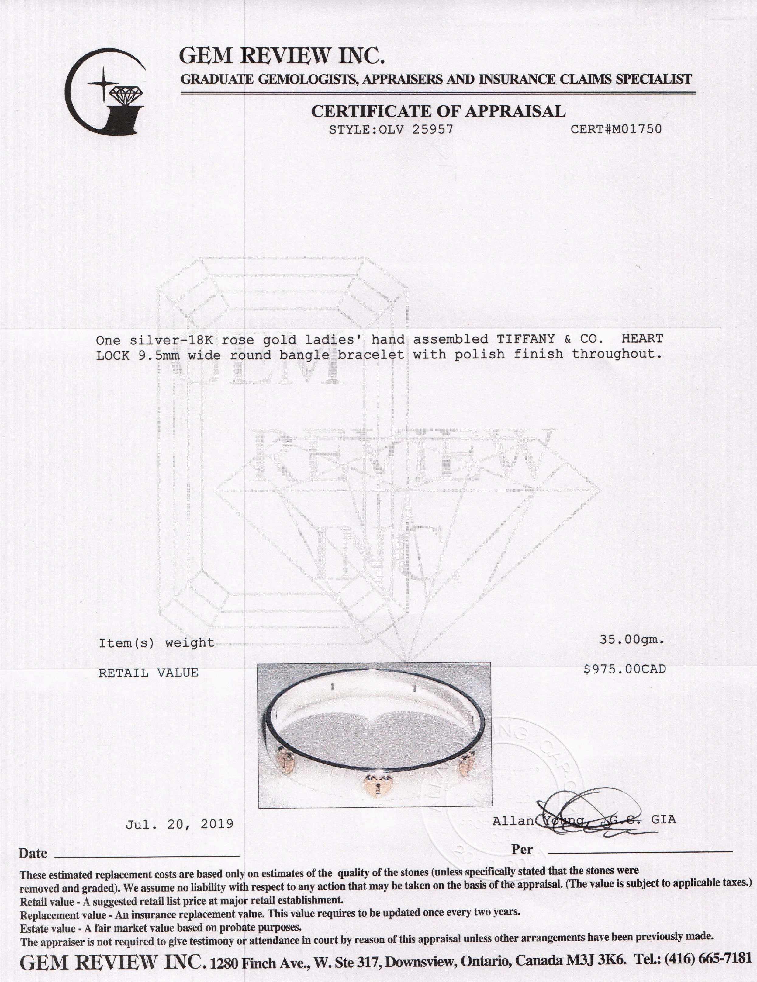 Tiffany & Co. Two-Tone Heart Lock Bangle