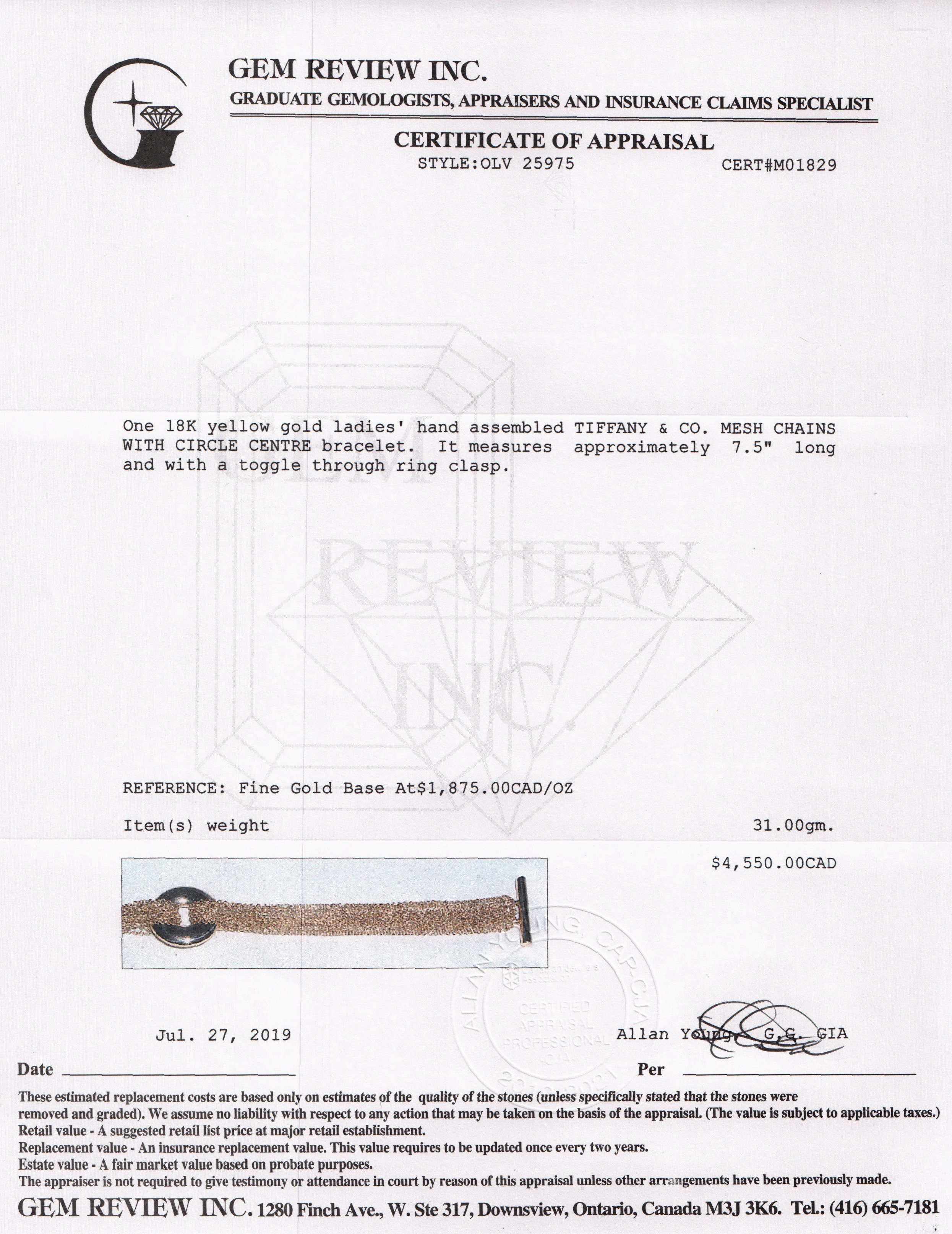 Tiffany & Co. 18k Gold Mesh Bracelet