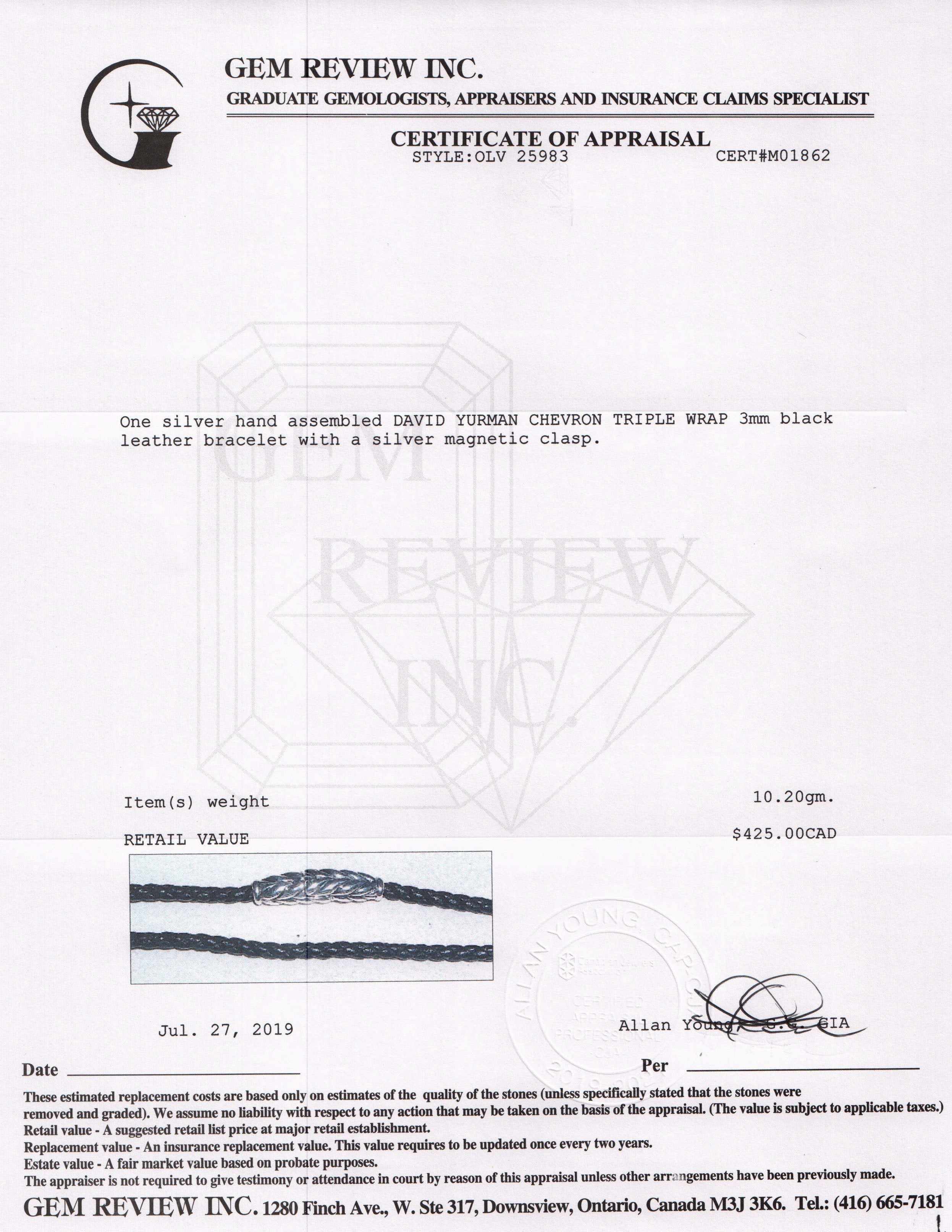 David Yurman Chevron Triple-Wrap Bracelet