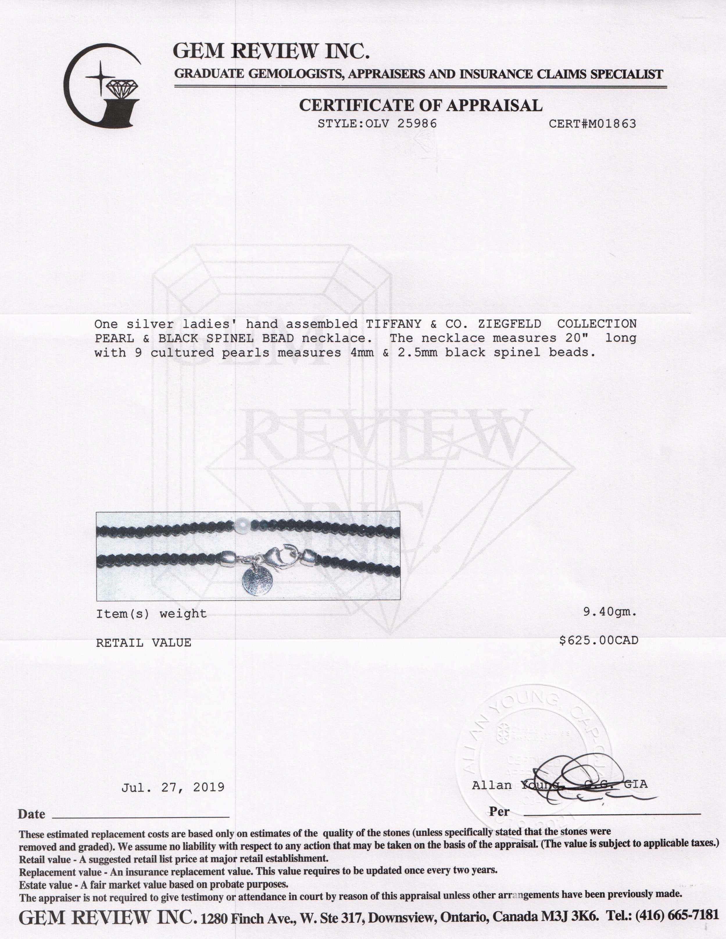 Tiffany & Co. Ziegfeld Pearl & Spinel Bead Necklace