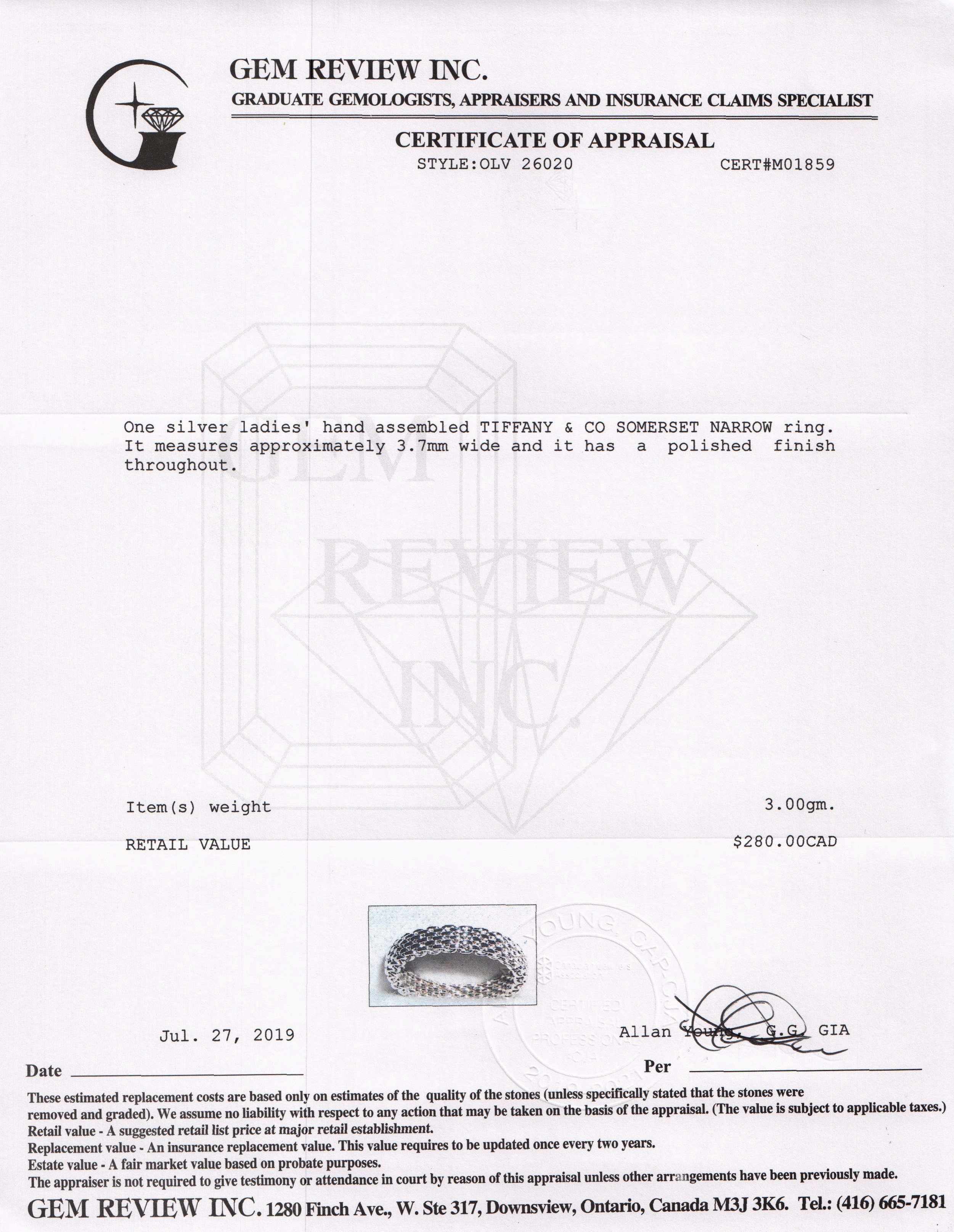 Tiffany & Co. Narrow Somerset Band Ring