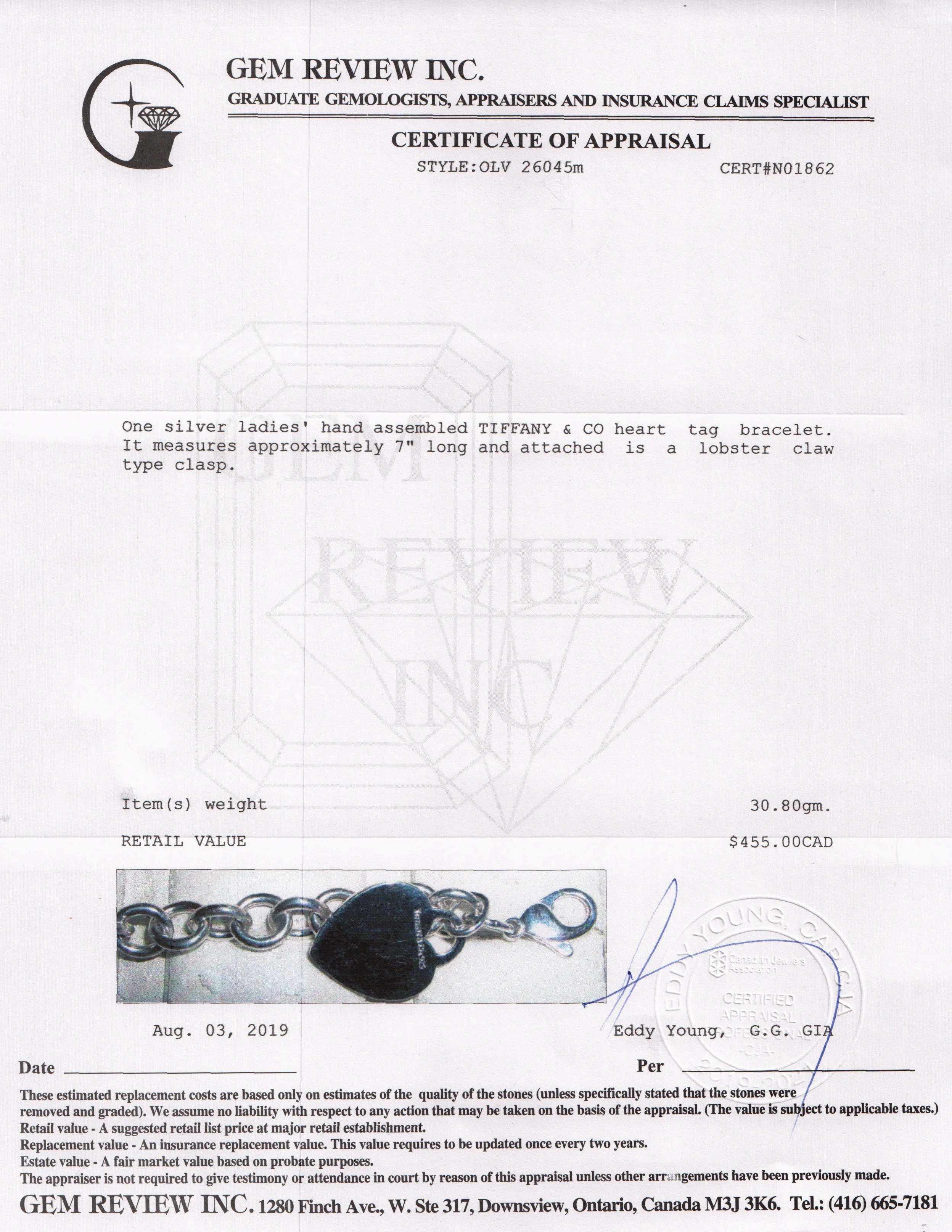 Tiffany & Co. Heart Tag Charm Bracelet