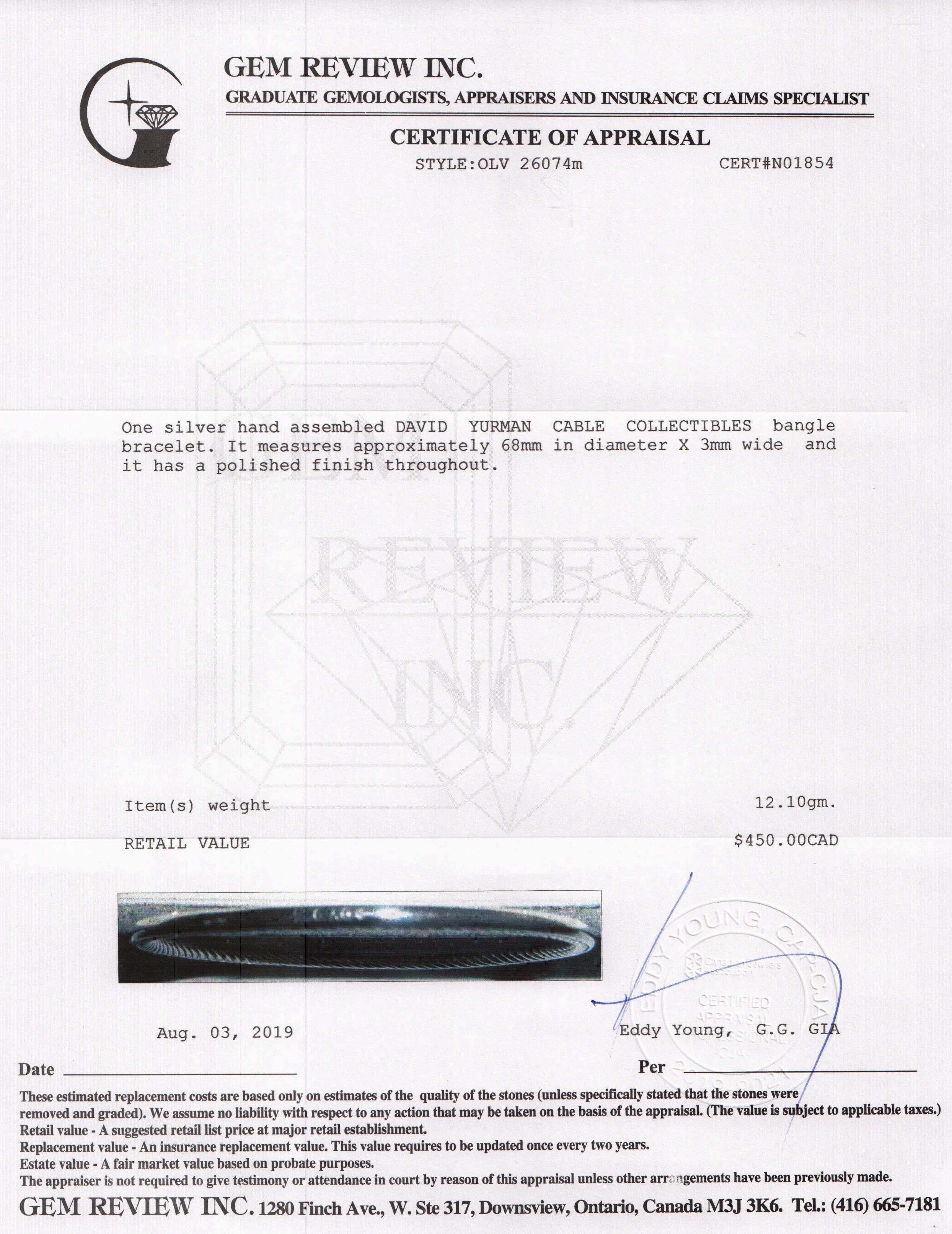 David Yurman Cable Collectibles Bangle Bracelet