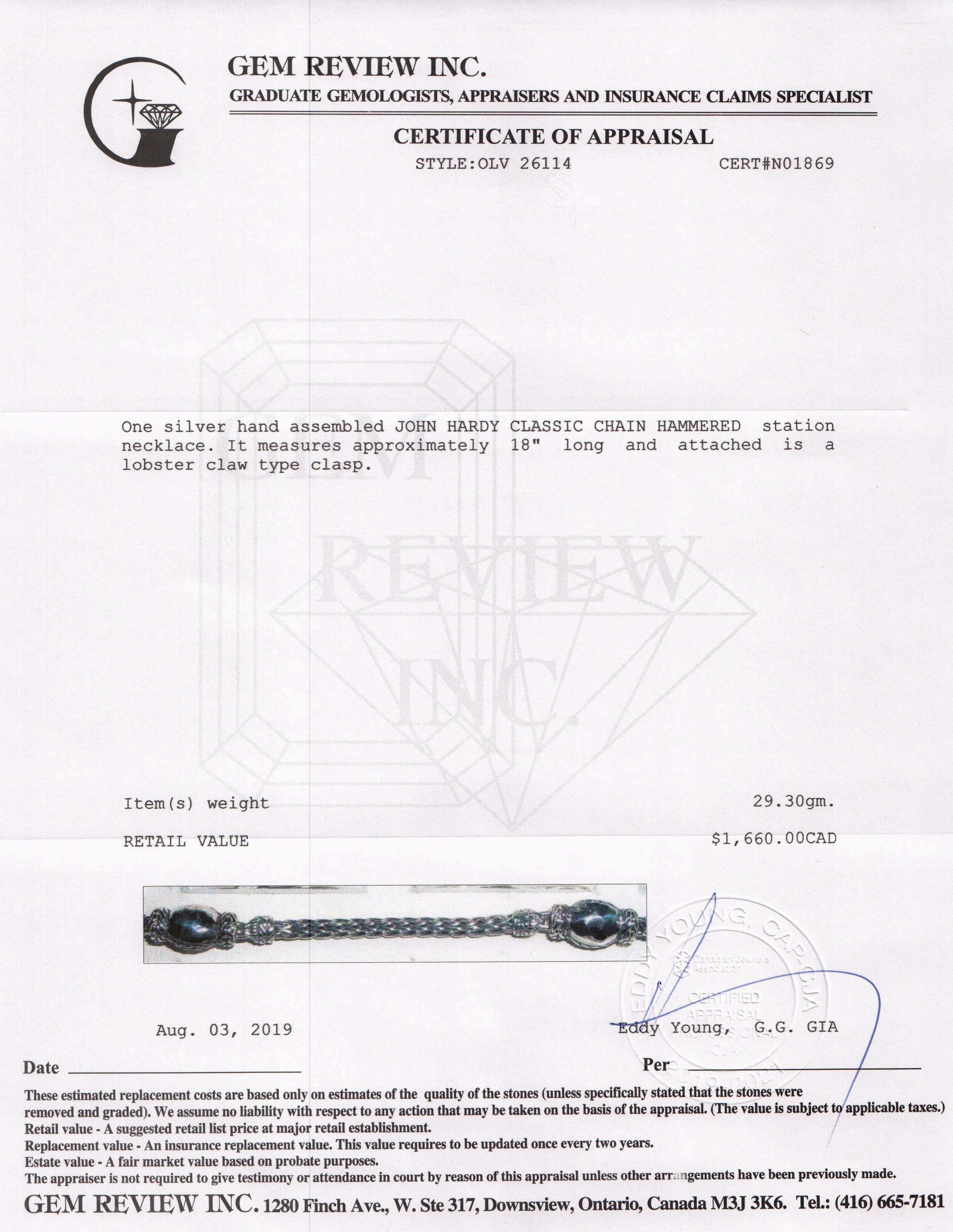 John Hardy Classic Chain Hammered Station Necklace