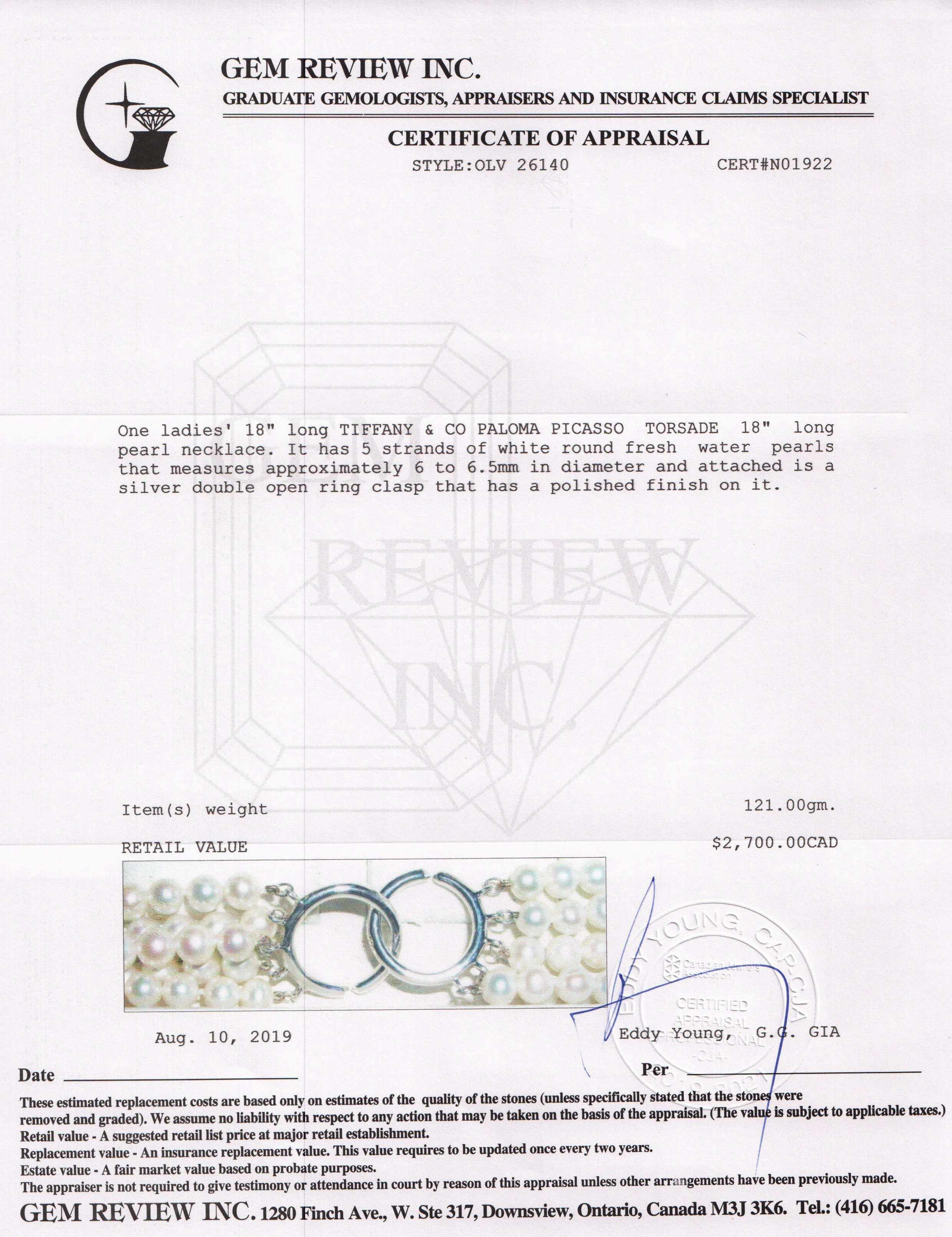 Tiffany & Co. Paloma Picasso Torsade Pearl Necklace