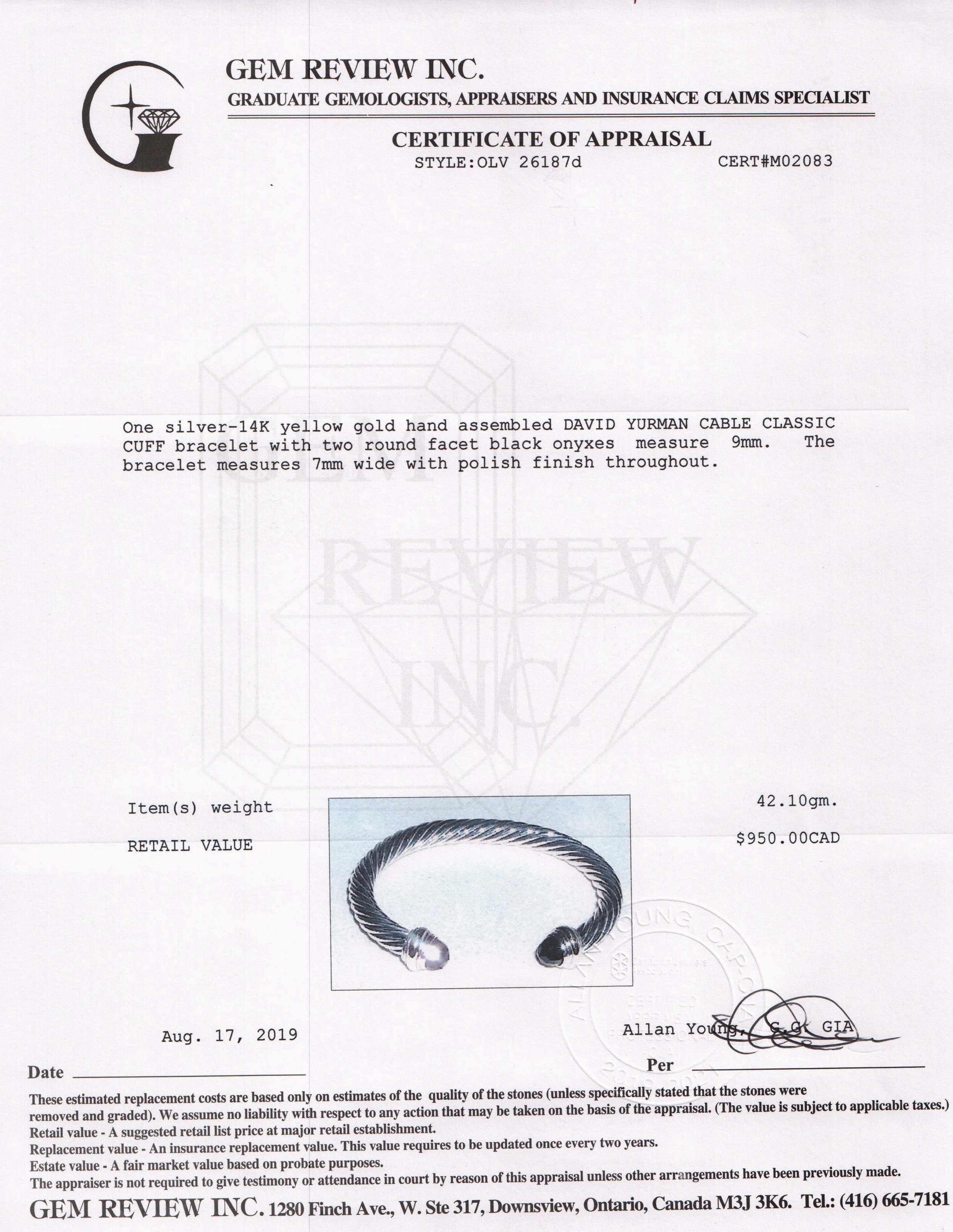 David Yurman Cable Classics Bracelet with Black Onyx