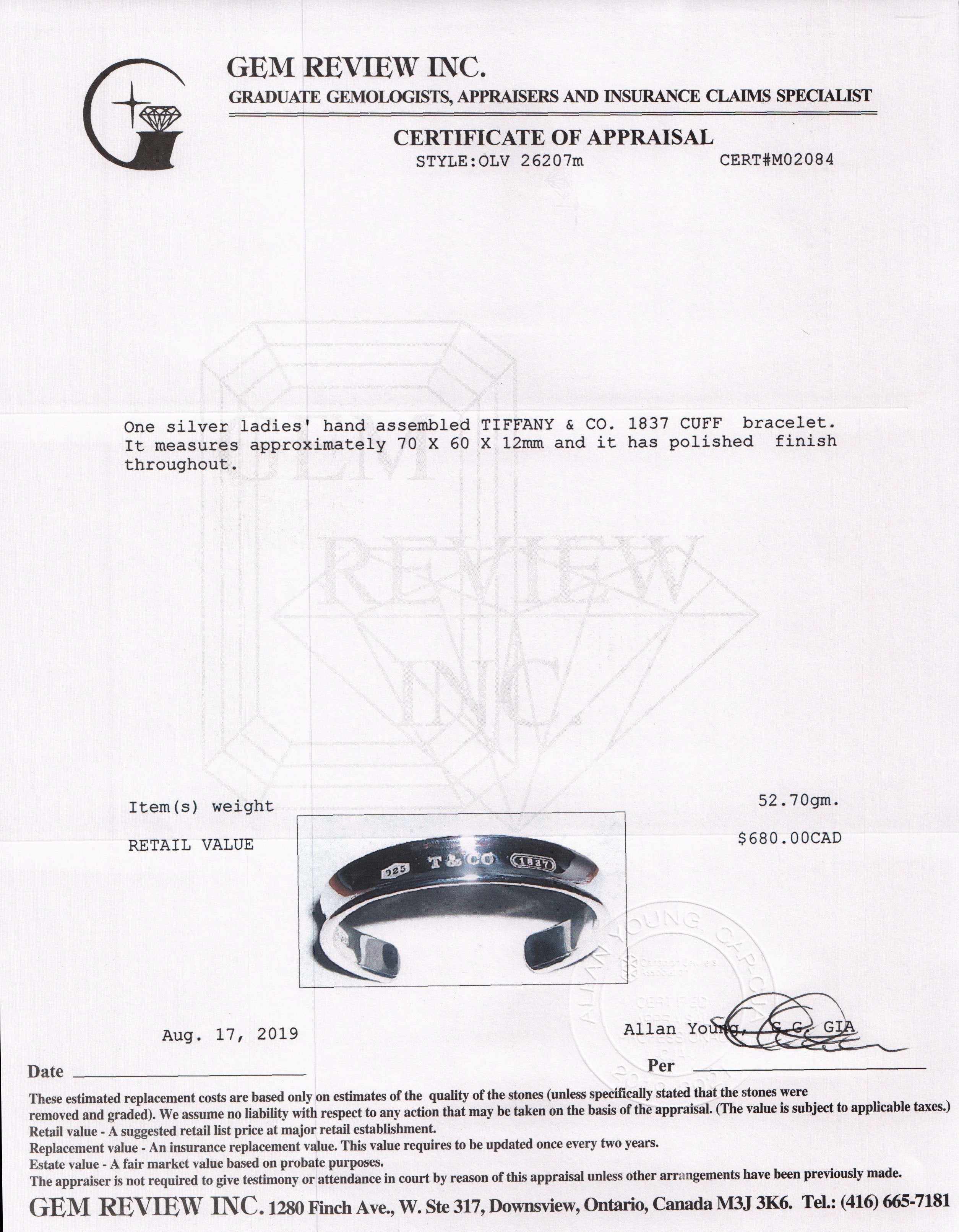 Tiffany & Co. 1837 Cuff