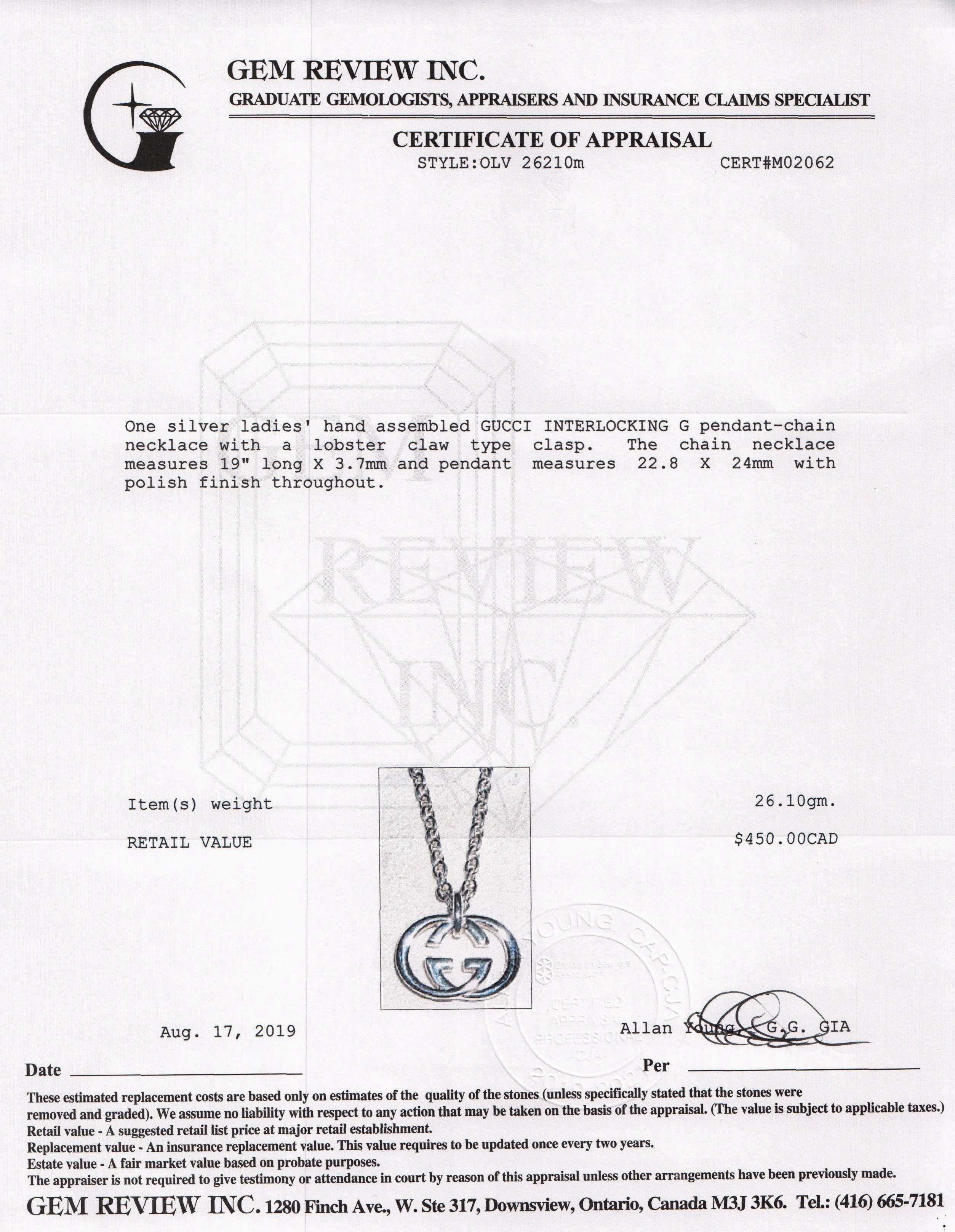 Gucci Interlocking G Pendant Necklace