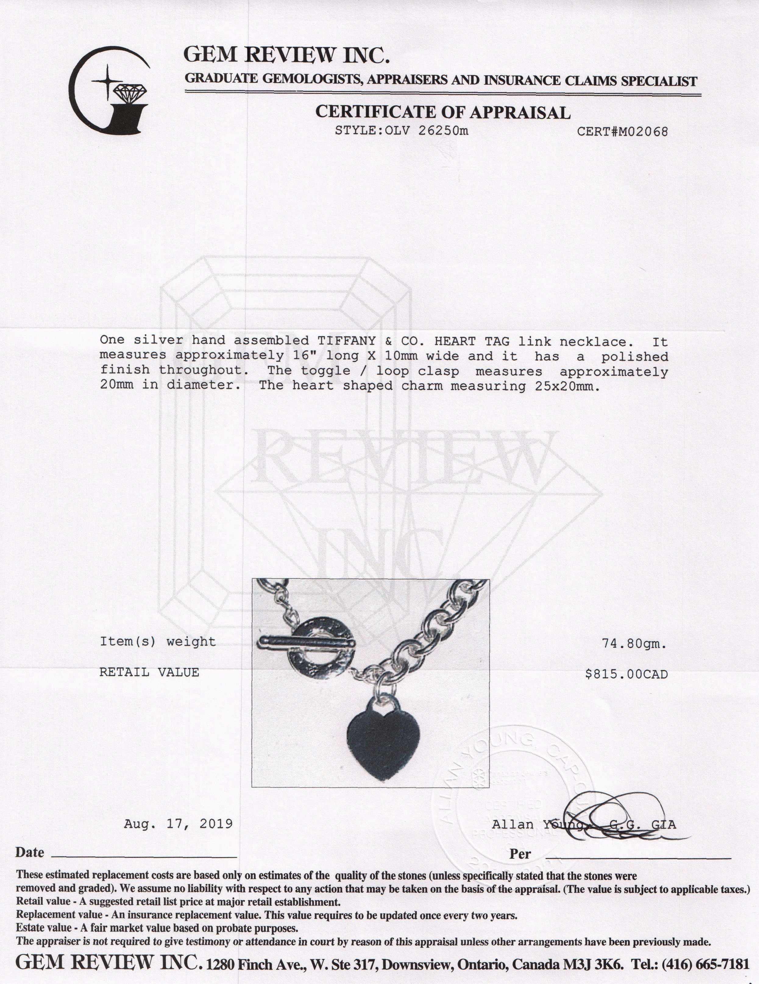 Tiffany & Co. Heart Tag Necklace with Toggle Clasp