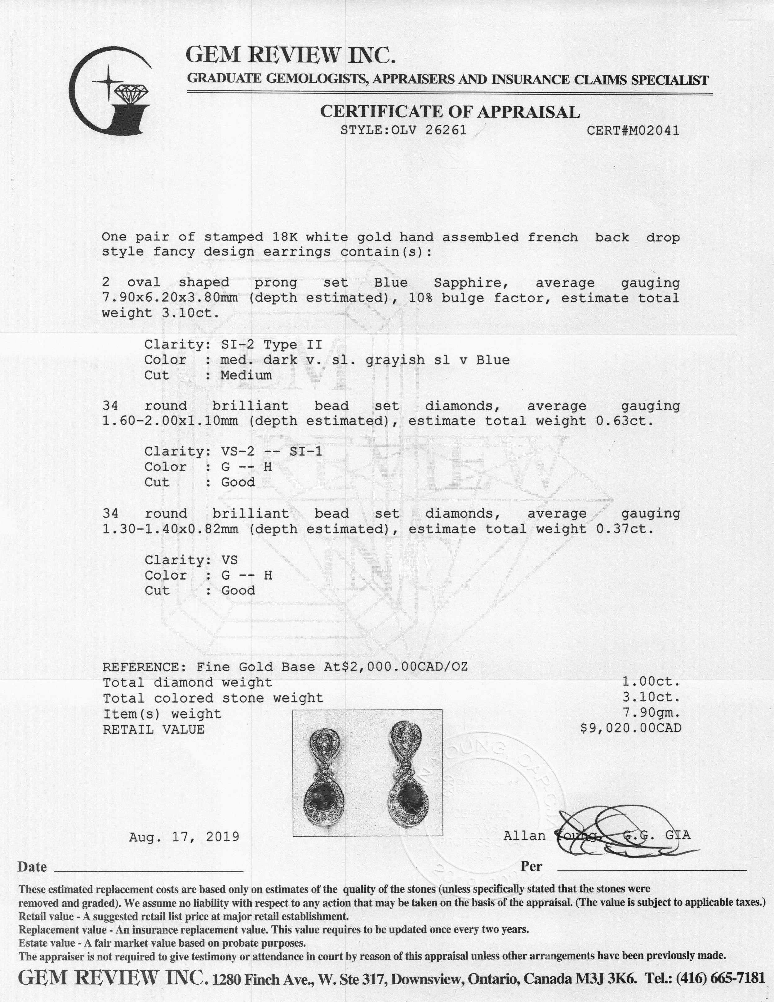 Sapphire and Diamond Drop Earrings