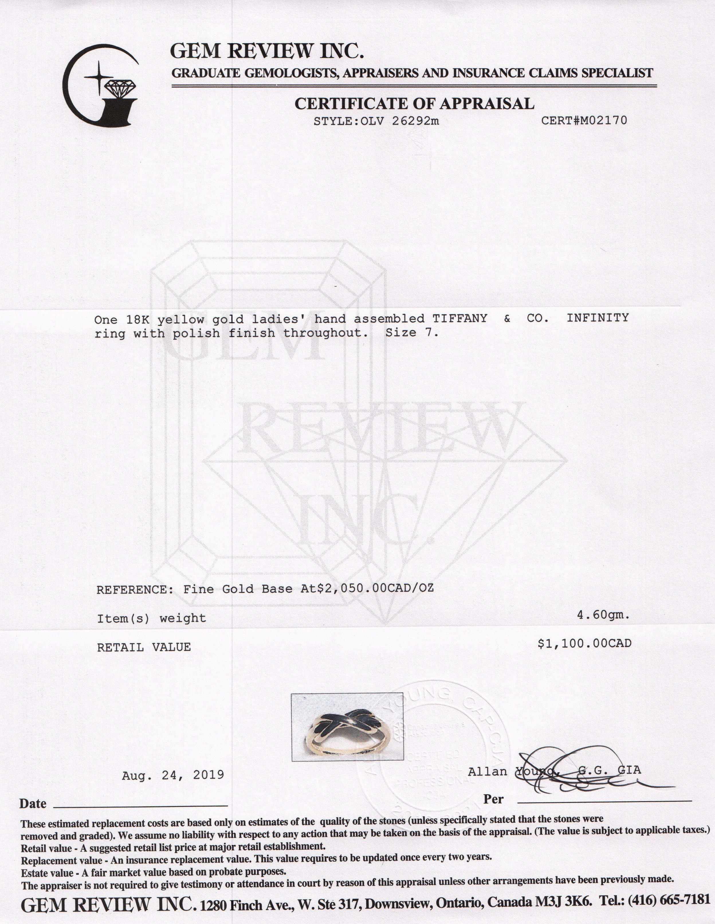 Tiffany & Co. 18k Gold Infinity Ring