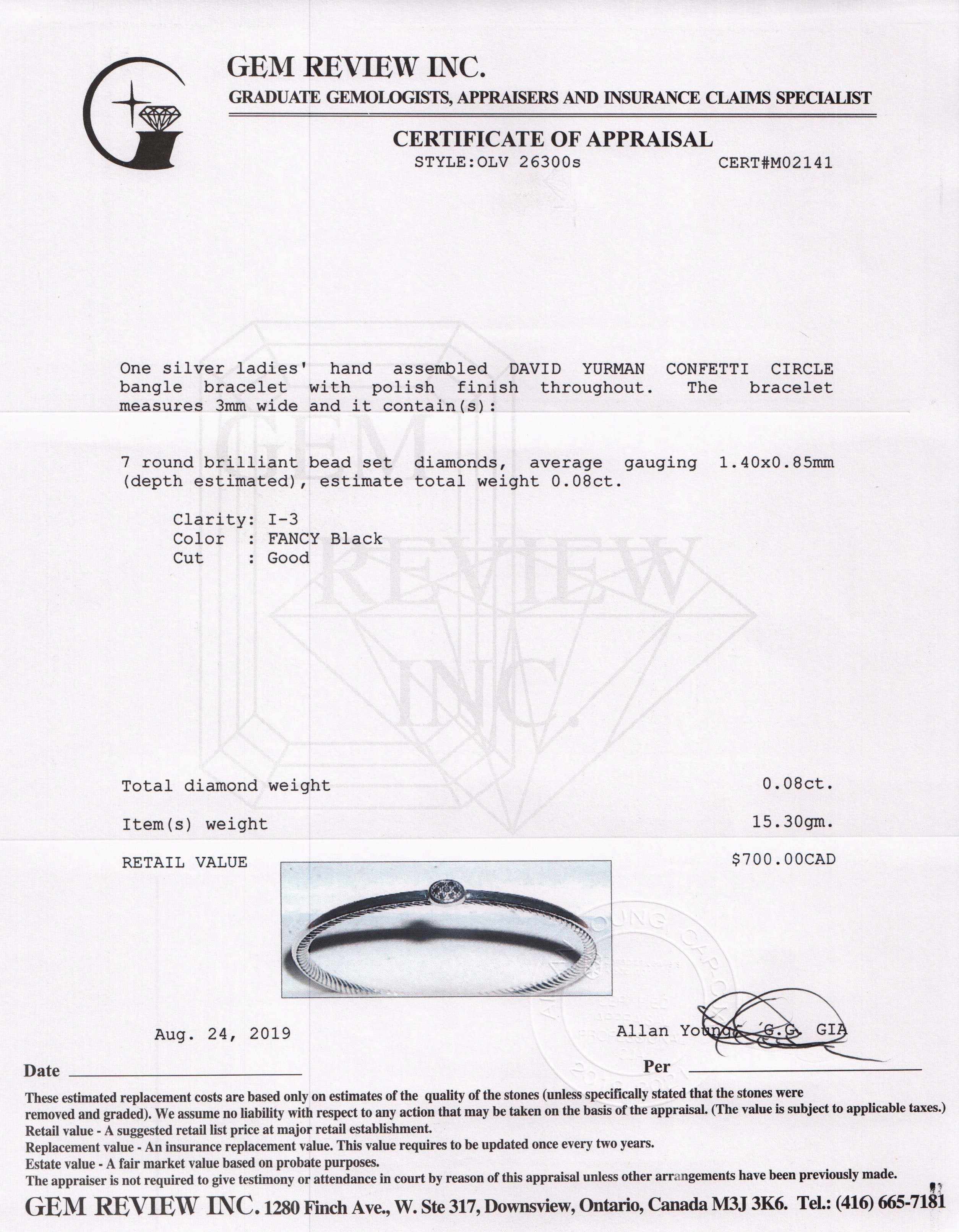 David Yurman Black Diamond Confetti Bangle Bracelet